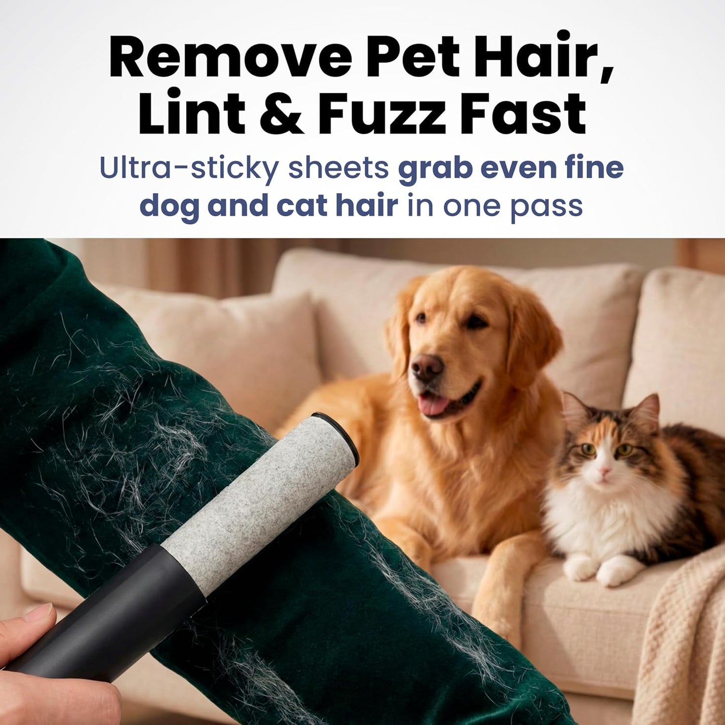 Rubyloo Mini Lint Roller Bundle for Pet Hair Travel Size Roller with Retractable Cover 6 Refill Pack Sticky Dog Cat Hair Remover for Clothes Car Bag Travel Essentials for Pet Owners