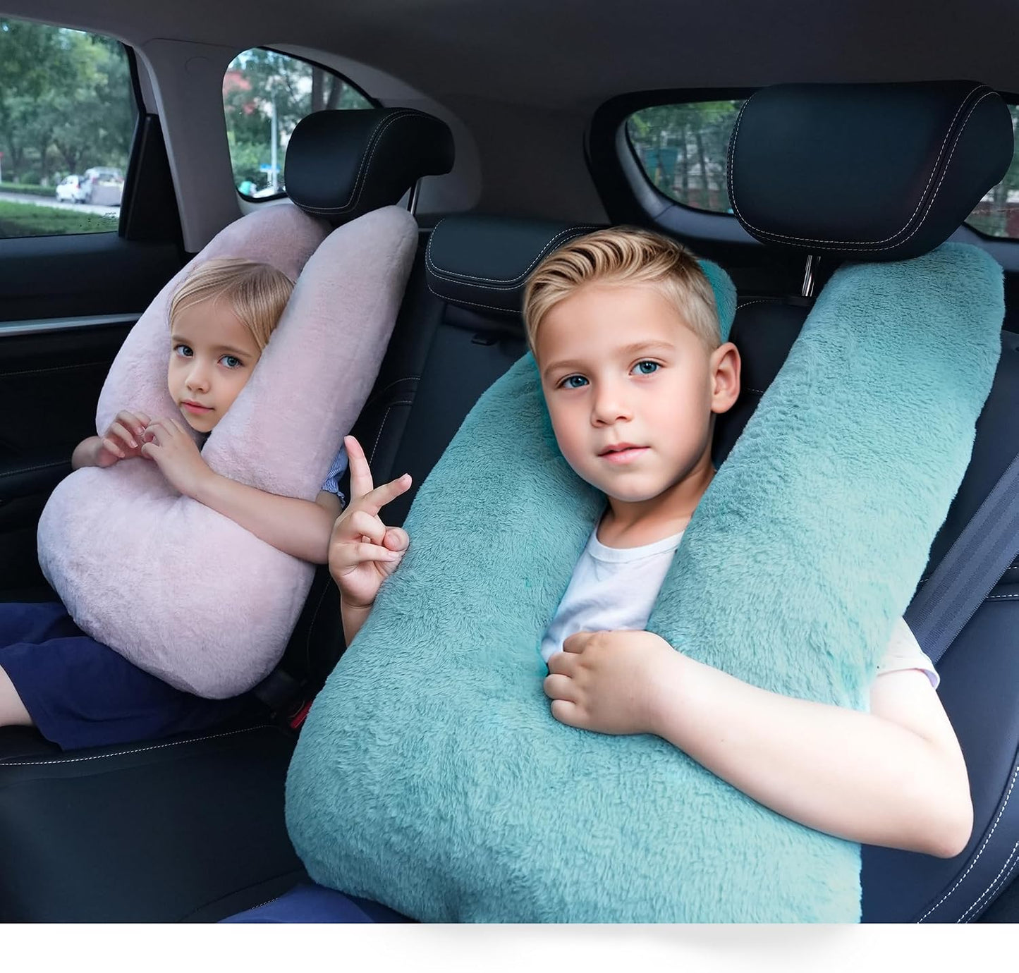 Atablyn Neck Pillow for Kids Travel Provides Double Support to The Head and Neck in Any Sleeping Position on Flights, Car, and at Home, Comfortable Airplane Travel Pillow