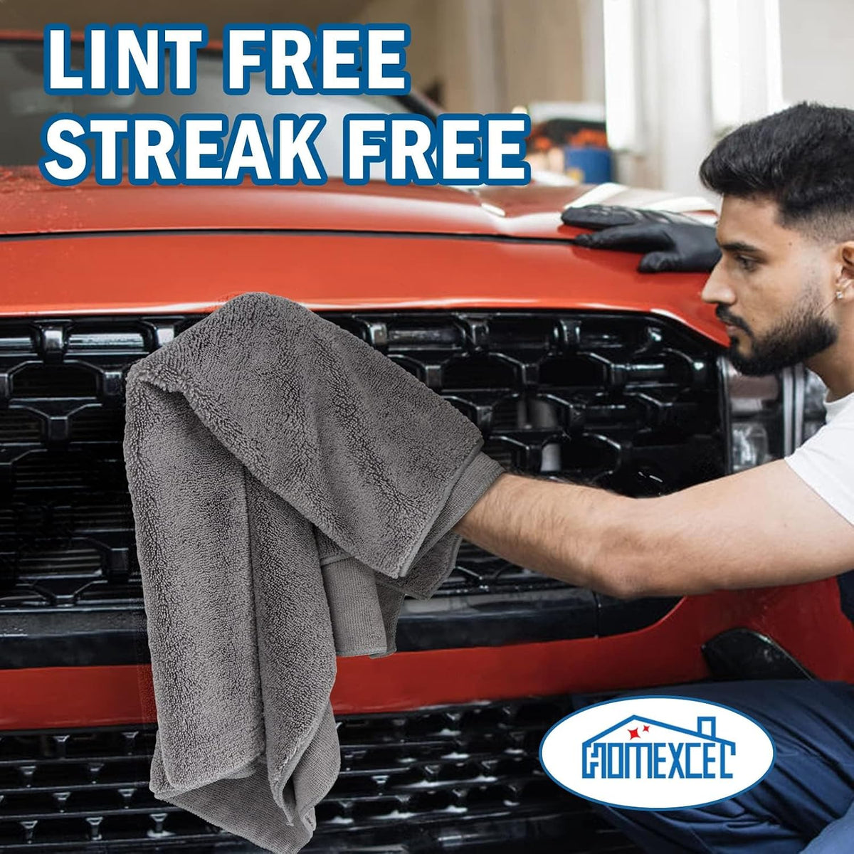 HOMEXCEL Professional Large Microfiber Car Drying Towels 4 Pack, 31" x 24"
