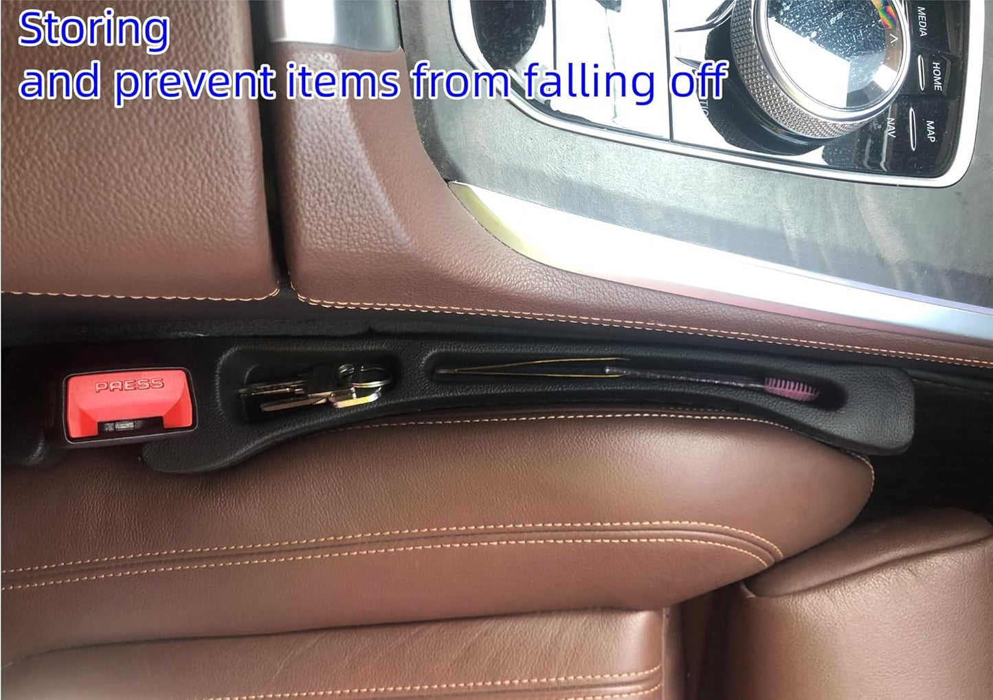 Car Seat Gap Filler Accessories,Storage Organizer Fit Car SUV Truck Fill The Gap Between Seat & Console Vehicle Console Side Pockets (Black)