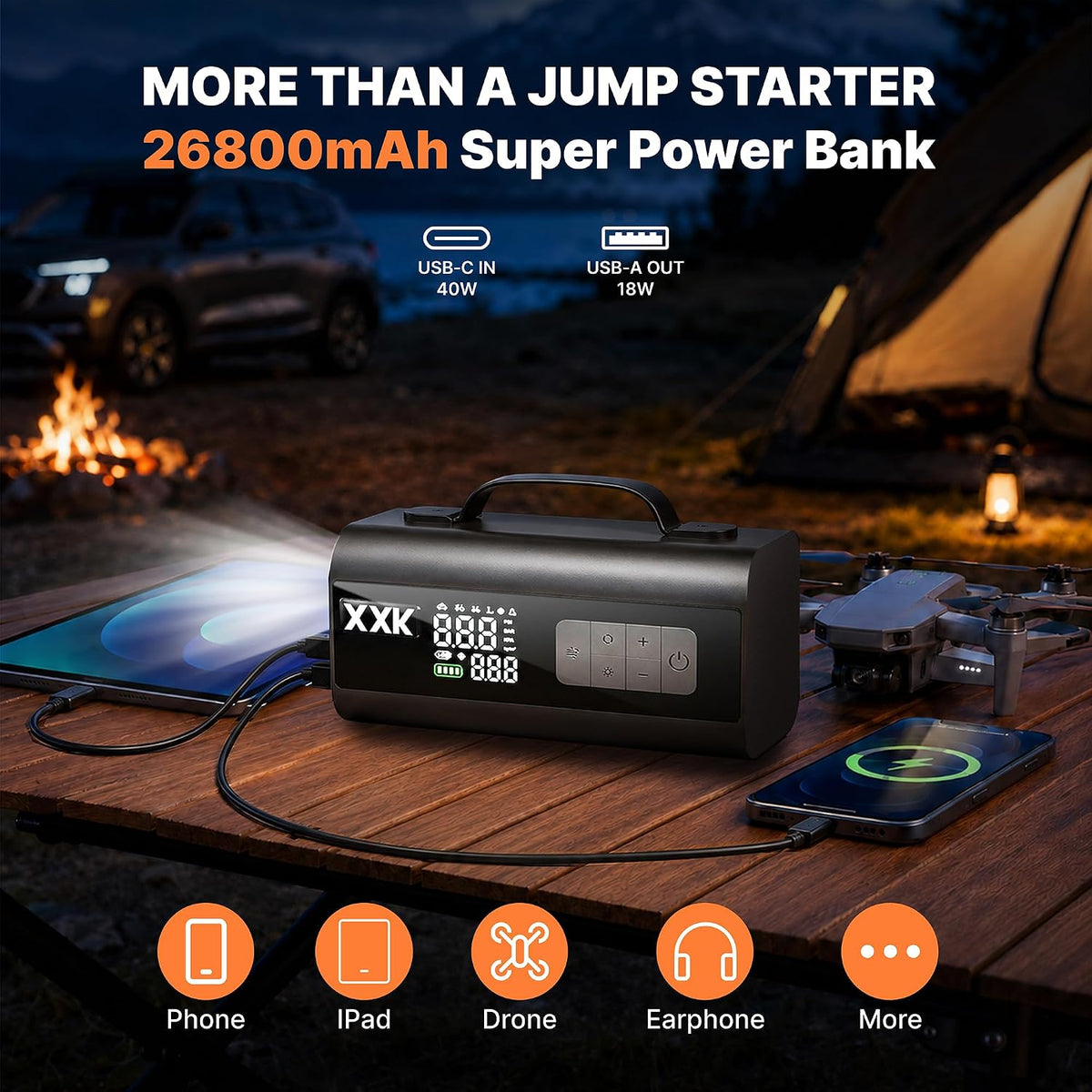 9000A Jump Starter with Air Compressor, 160PSI Portable Tire Inflator
