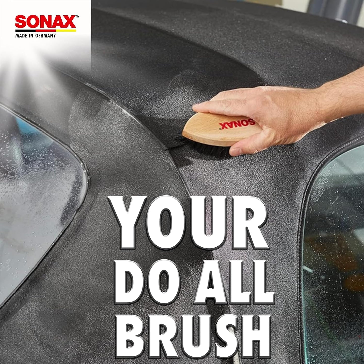 SONAX Textile & Leather Brush | Professional Interior Cleaning Brush for Fabric Upholstery Alcantara & Leather Surfaces | Durable, Ergonomic Car Detailing Tool | 416741