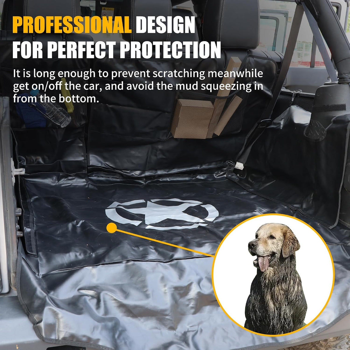 Dog Cargo Liner Pet Seat Covers for 2007-2026 Jeep Wrangler JK JL 4 Door