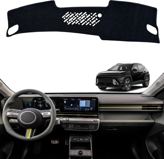 Non-Slip Dash Cover Mat Sunshield Protector Pad Compatible with Hyundai Kona 2024 2025 Accessories Pad (（Without HUD）)