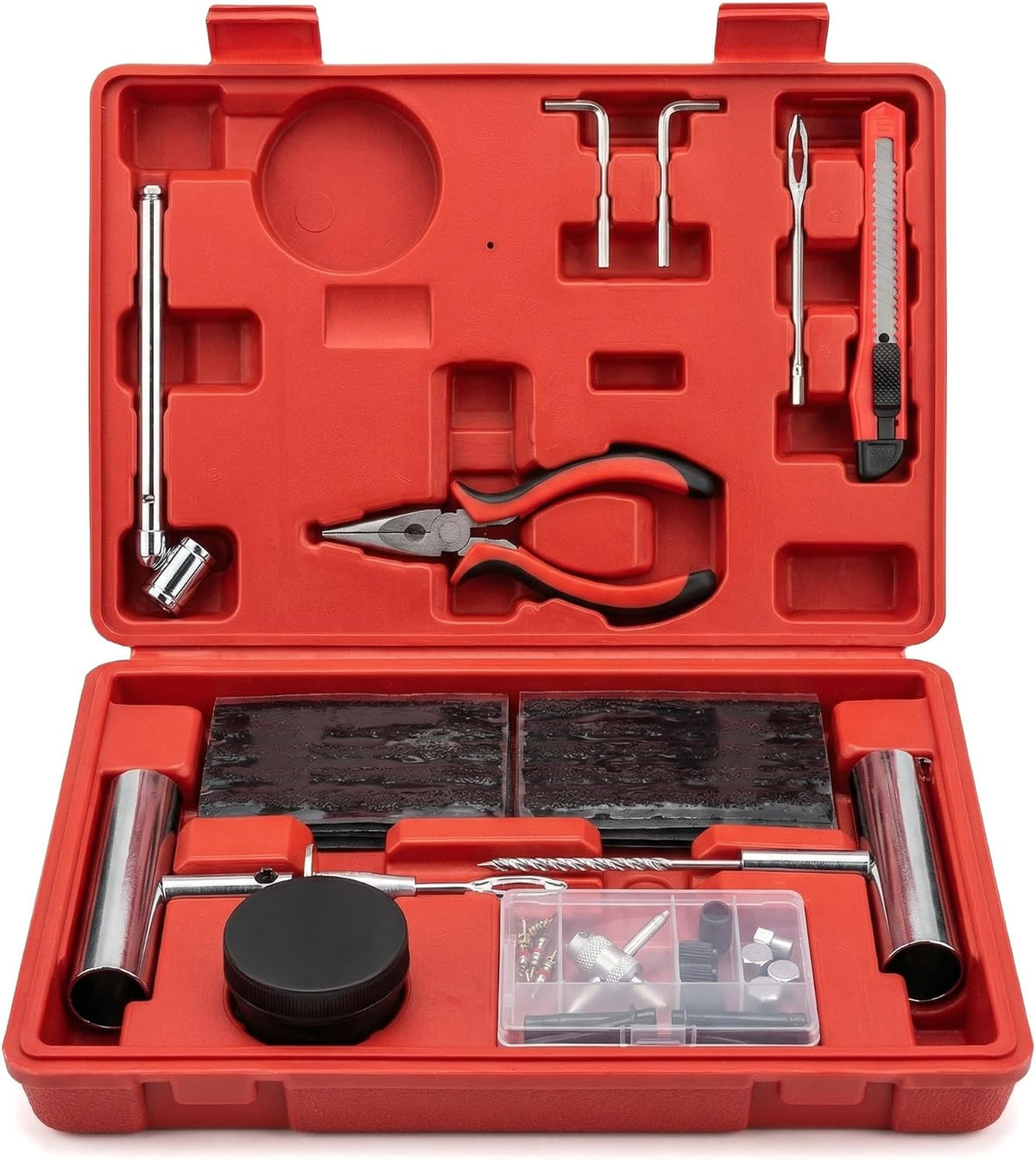 Tire Plug Kit - 68pcs Heavy Duty Tire Repair Kit, Universal Tire Repair Tools to Fix Punctures and Plug Flats Patch Kit for car Motorcycle, Truck, ARB，ATV, Tractor, RV, SUV, Trailer