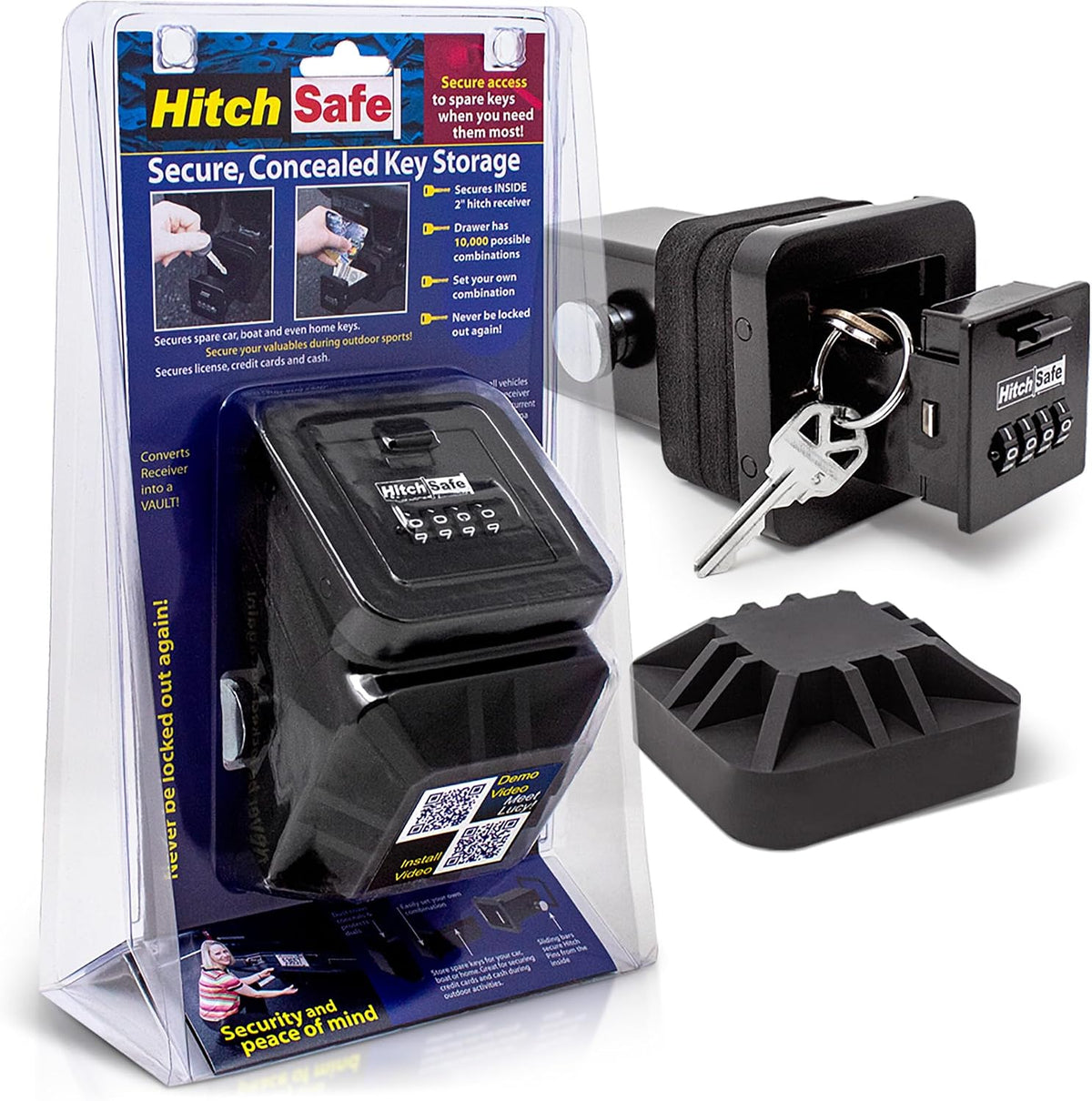 HitchSafe HS7000 Key Vault | Hidden Trailer Hitch Safe for Secure Key Storage | CarShare Turo | Weather Resistant and Durable with 4-Digit Combination Lock for Cars, Trucks, and SUVs