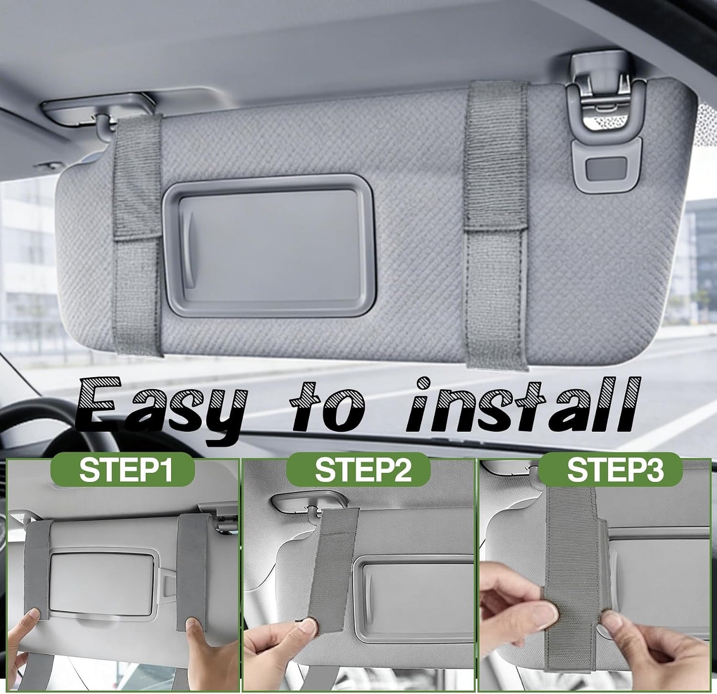 Car Sun Visor Organizer, Tactical Molle Panel Visor Storage Organizer with Sunglasses Holder for Police Gear & Overland Accessories, Universal Fit for Trucks, SUVs, Jeeps & Patrols, Grey