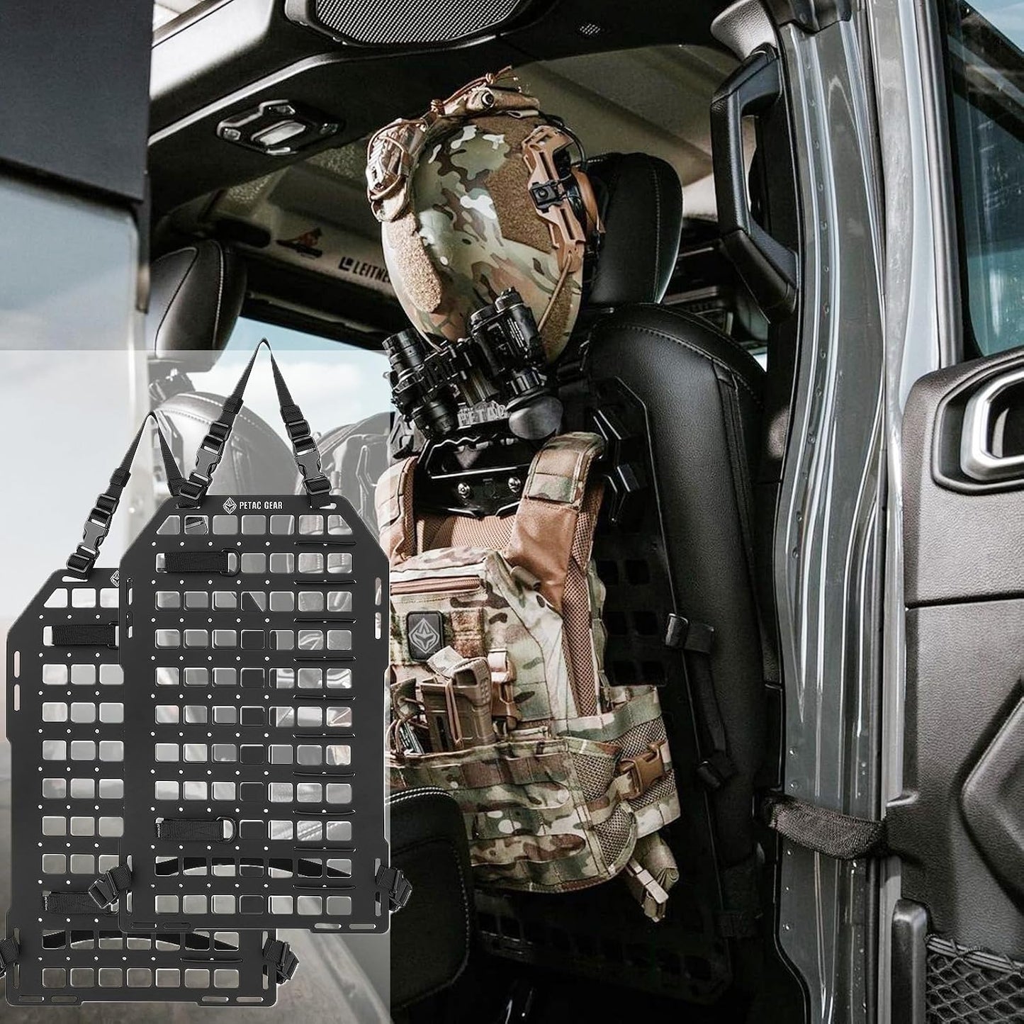 PETAC GEAR Tactical Car Seat Back Organizer | Rigid Molle Panels for Vehicles | Truck Mount Rack Panel for Tactical Gear Accessories. …