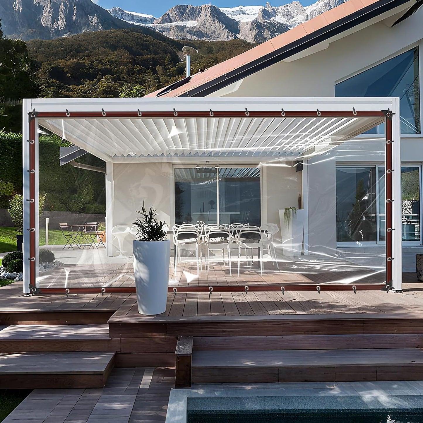 14X20FT Clear Plastic Tarp with Increase Grommets Windproof Heavy Duty Waterproof TransparentVinyl Tarps Tarpaulin Patio Enclosure for Winter Outdoor Porches Henhouse Rainproof Cover