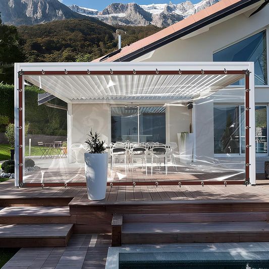14X20FT Clear Plastic Tarp with Increase Grommets Windproof Heavy Duty Waterproof TransparentVinyl Tarps Tarpaulin Patio Enclosure for Winter Outdoor Porches Henhouse Rainproof Cover