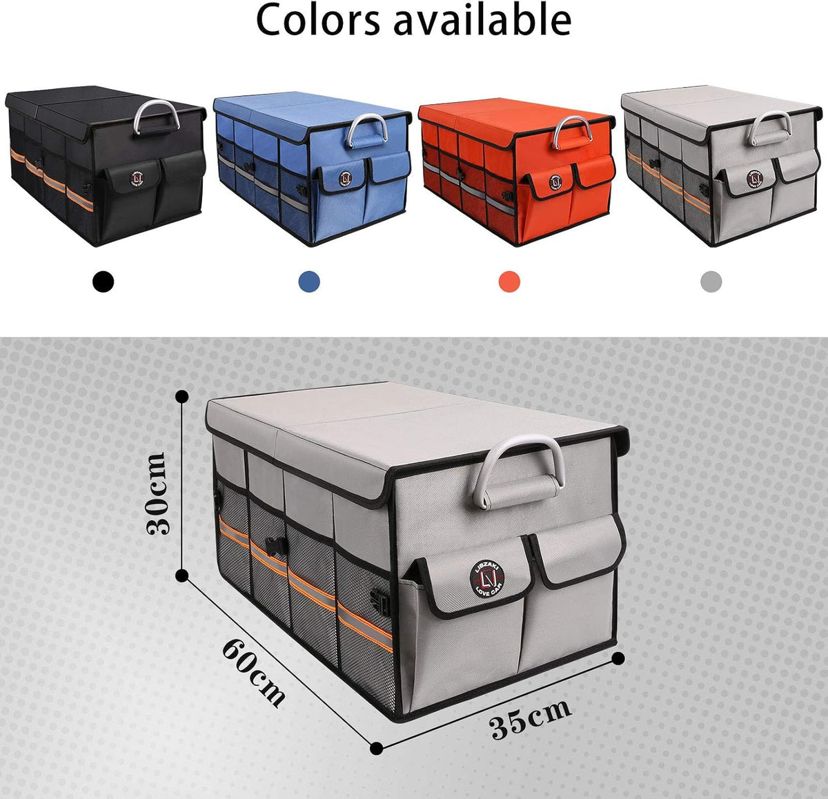 Trunk Organizer, LIBZAKI Cargo Organizer, Premium Multi Compartments Collapsible Portable Trunk Storage for auto, SUV, Truck, Minivan -Grey