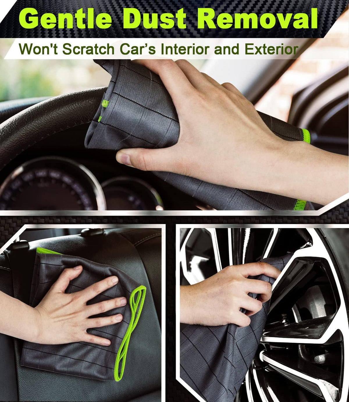 Airlab Carbon Microfiber Towels for Car Glass Window Polishing, Grey-Green