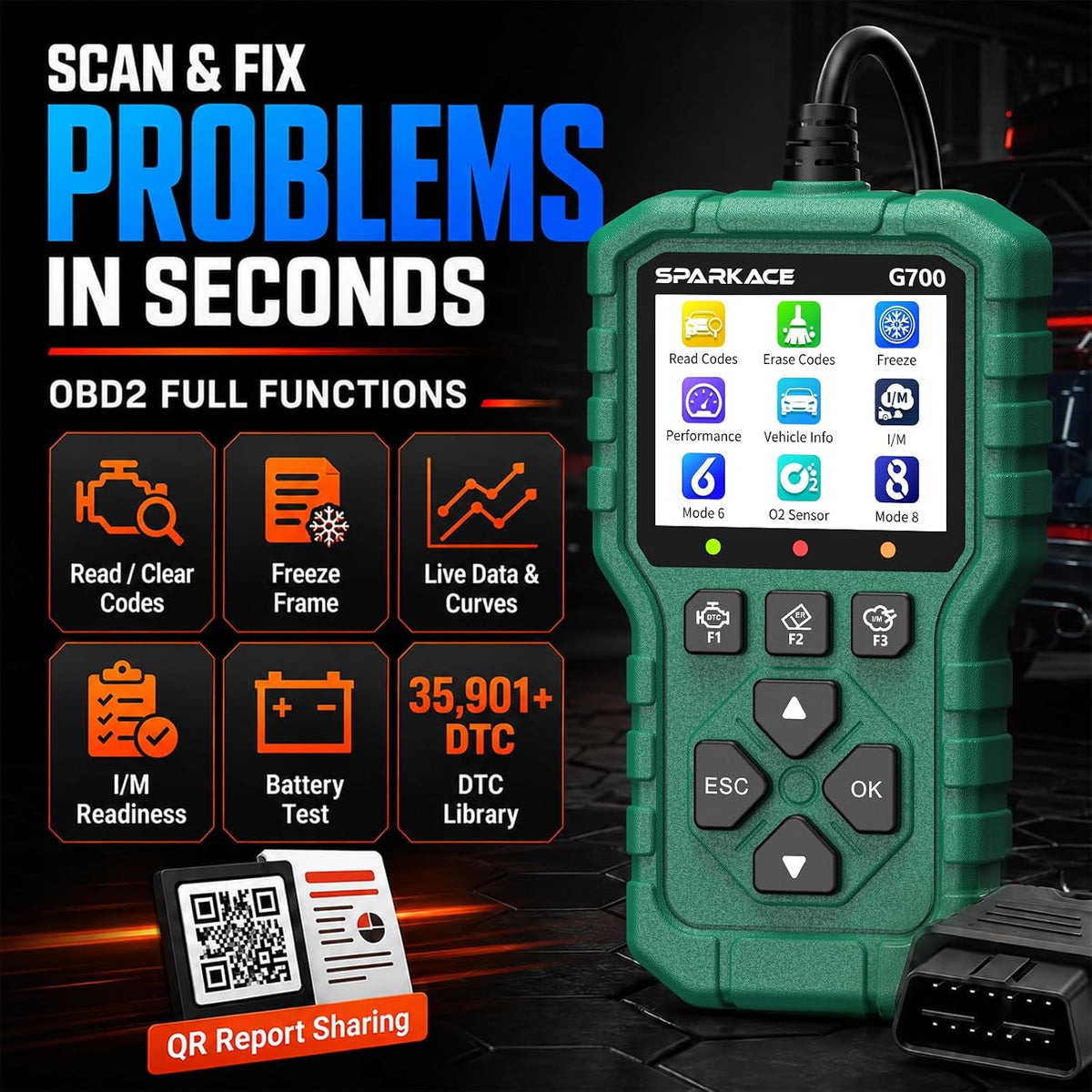 Launch G700 OBD2 Scanner, Car Code Reader with Live Data & I/M Check