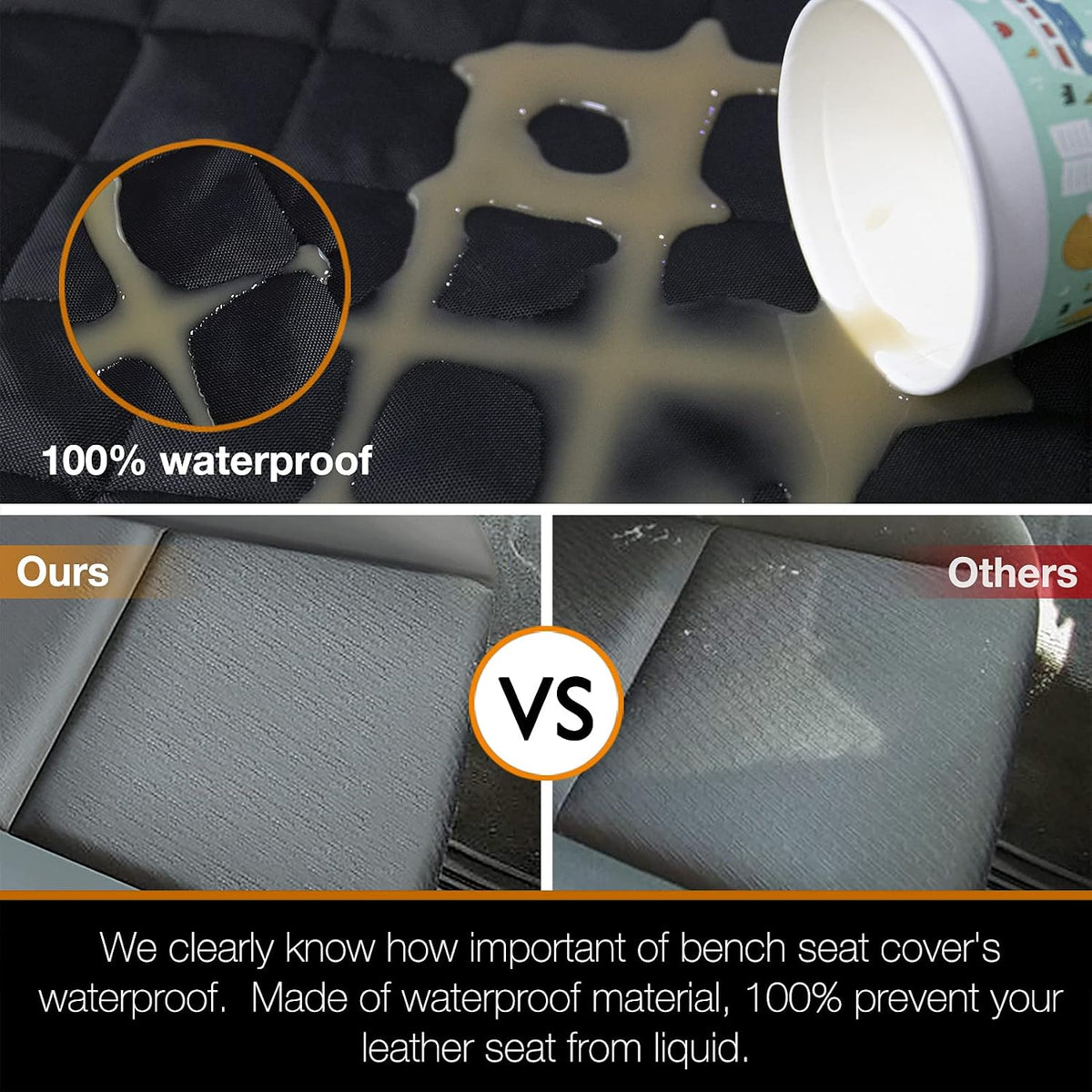 Car Seat Cover Waterproof Back Seat Cover for Kids and Dogs Without Smell Heavy Duty and Nonslip Rear Seat Protector Non Stick Fur Bench Seat Cover for SUV Van Easy to Install Machine Washable