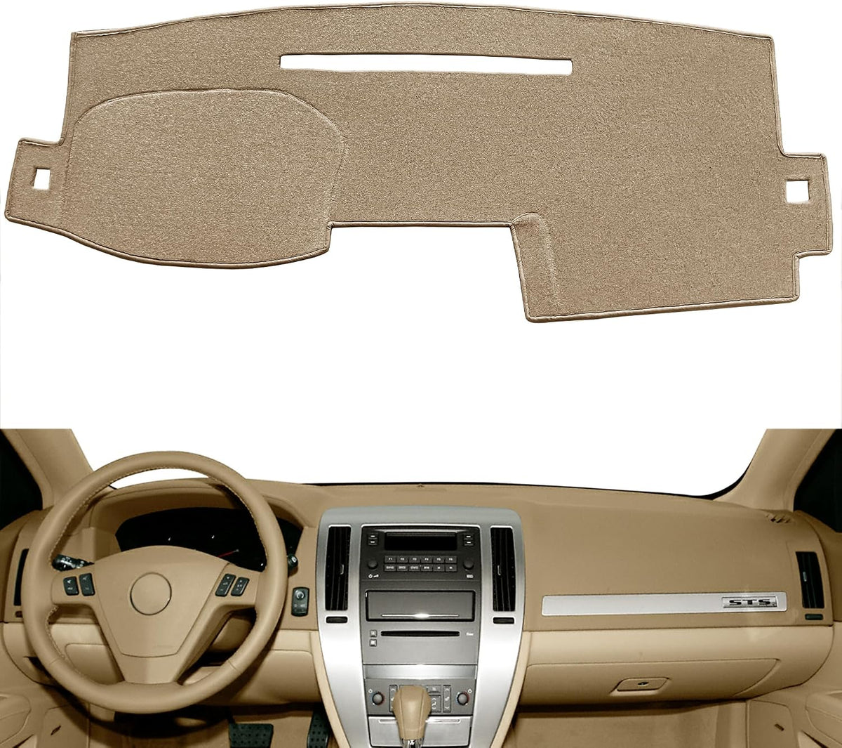 Dash Cover Mat Custom Fit for Cadillac STS Dashboard Pad Cap Carpet Protector K266 (Beige)