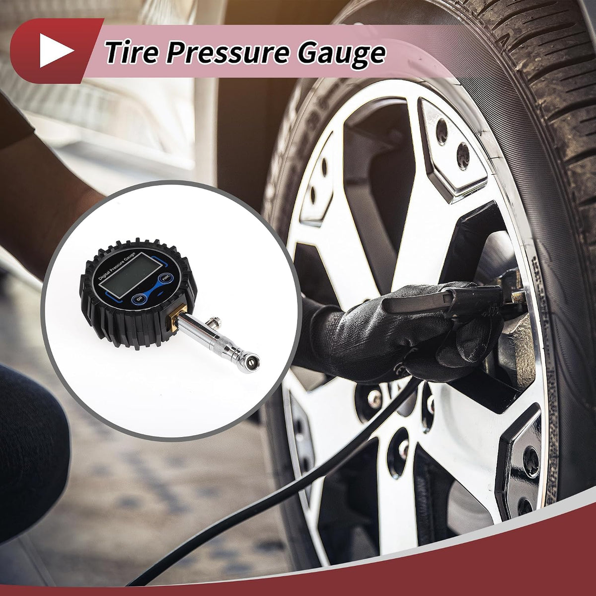 1 Set Universal Digital Tire Pressure Gauge W/Tire Cap 0-200PSI Digital Air Pressure Meter for Cars