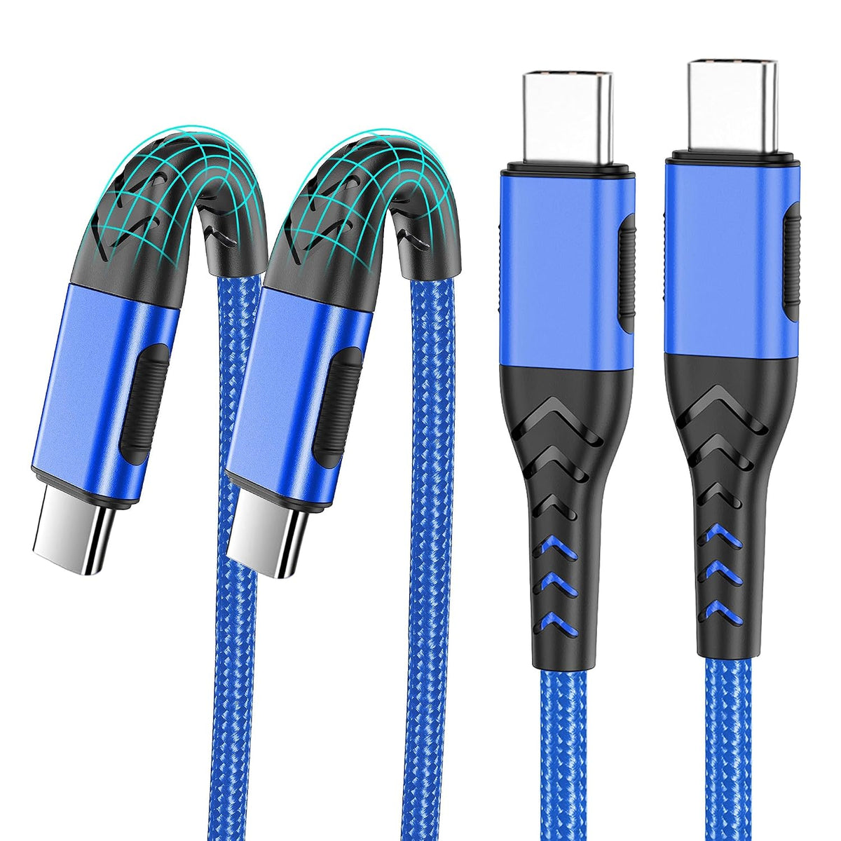 Durcord 2Pack 10ft USB C Charger Cable - 100W Fast Charging for Android/Phone/Pad, Type C to Type C Compatible with iPhone 17/16/15 Pro Plus Max Silver