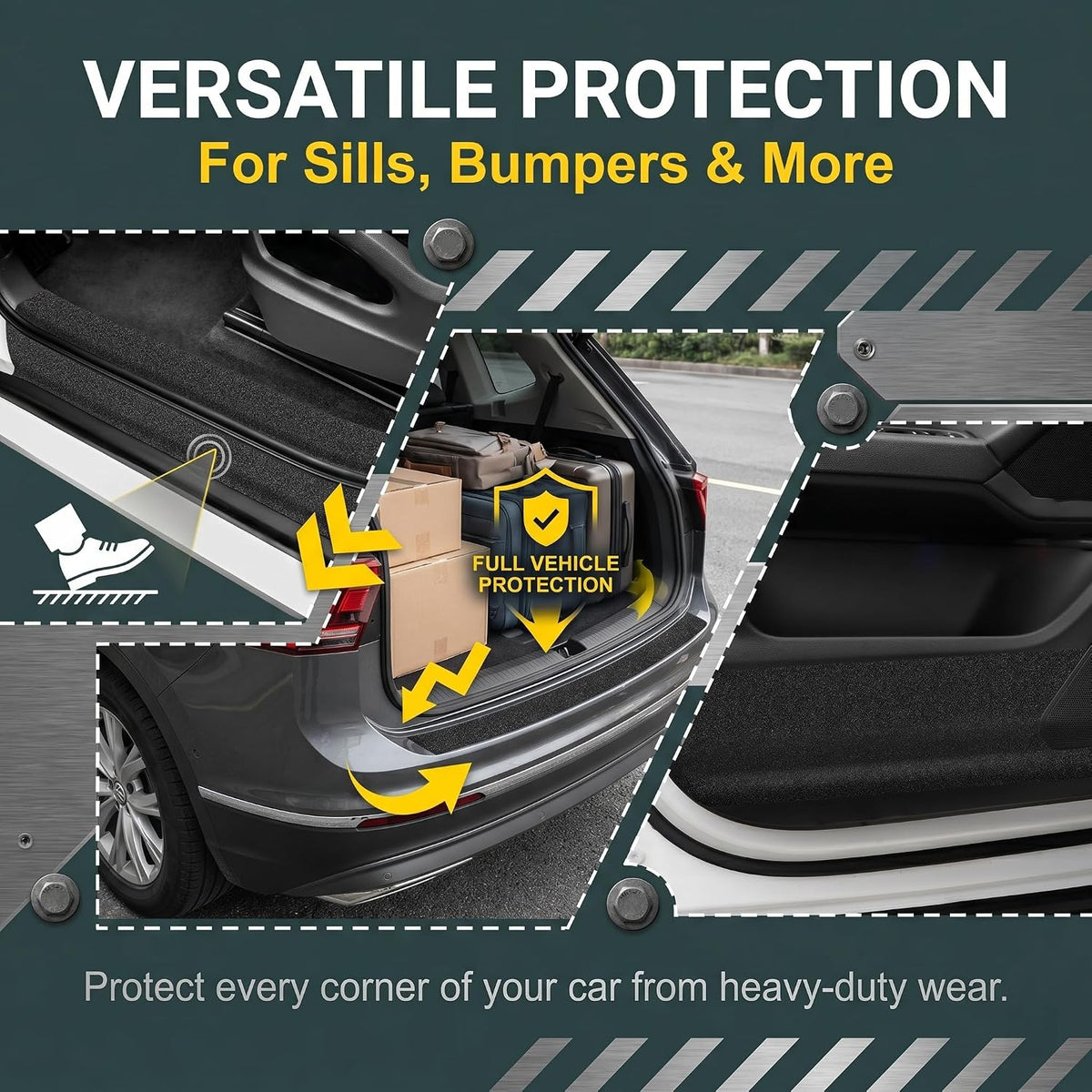 1 PC Car Door Sill Protector, 5 M Self-adhesive PEVA Anti-slip Entry Guard, Scratch-proof Door Threshold Sticker Film, Universal for Most Cars, Trucks, SUVs (Black)