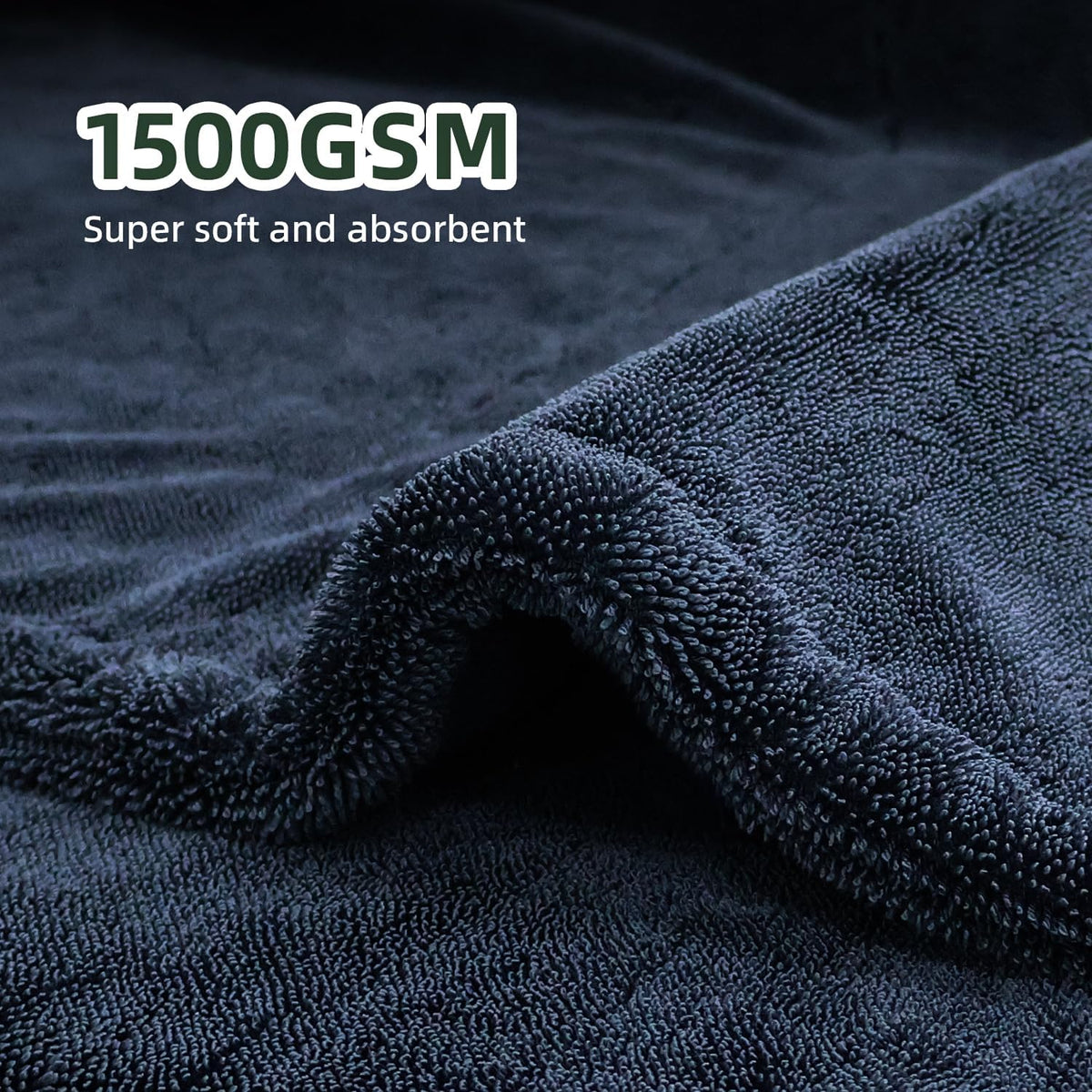 2-Pack 1500GSM Microfiber Drying Towel for Car 24"x36" & 11.8"x11.8"（Blue）