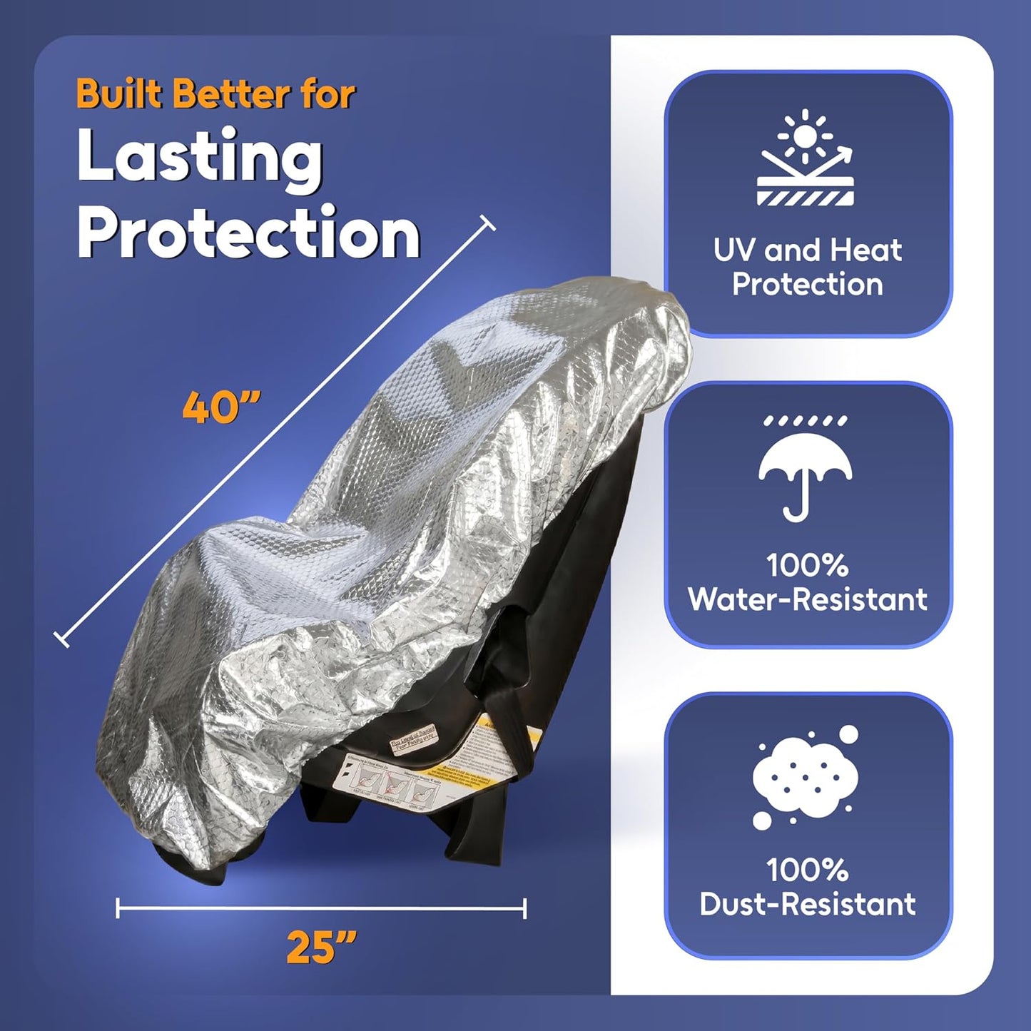 Mommy's Helper Car Seat Sun Shade Cover, Heat Reflective Protector | Universal Fit, Blocks Sun & UV, Reduces Heat Buildup, Baby & Toddler Car Seats, Easy Storage