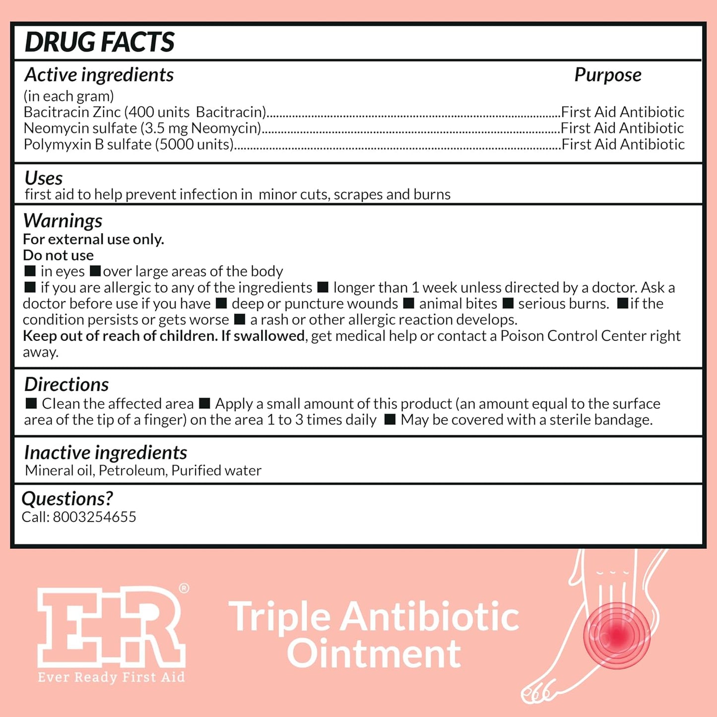 Ever Ready First Aid Triple Antibiotic Ointment 1.0 oz, First Aid Ointment for Minor Scratches, Cuts, Burns, Wounds and Prevents Infection - 12 Pack