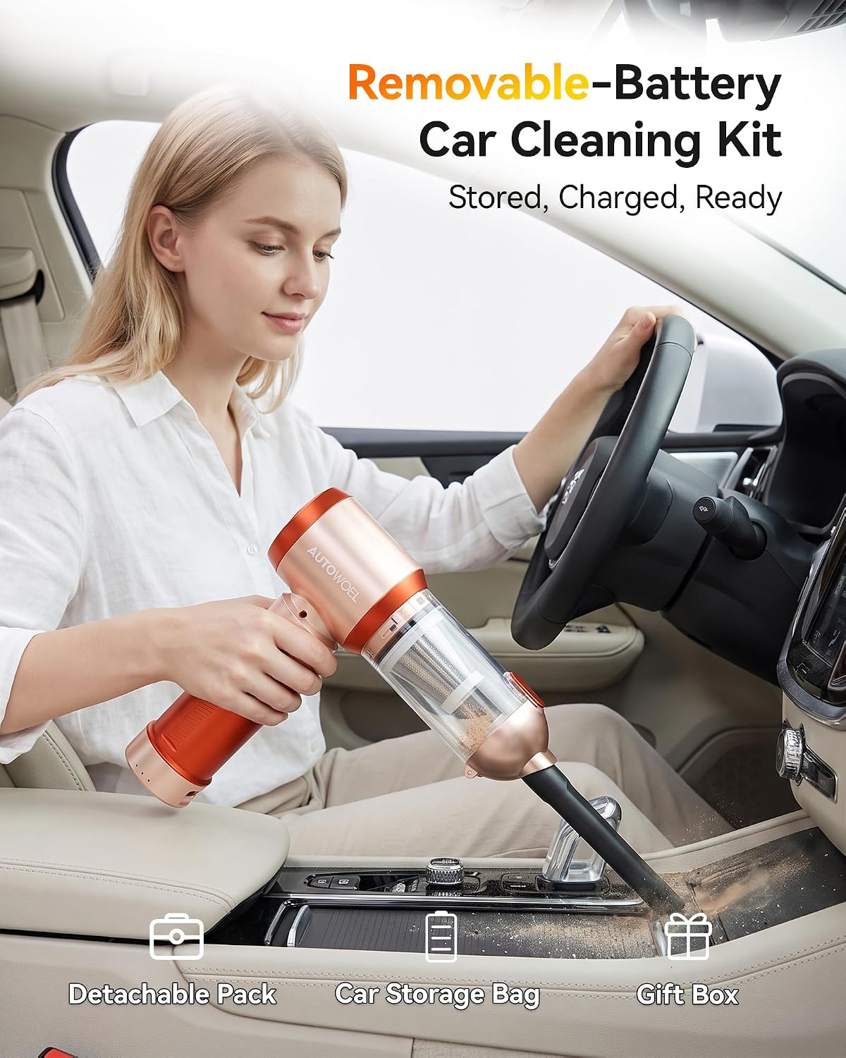 Cordless Handheld Car Vacuum Cleaner 22000PA with Removable Battery