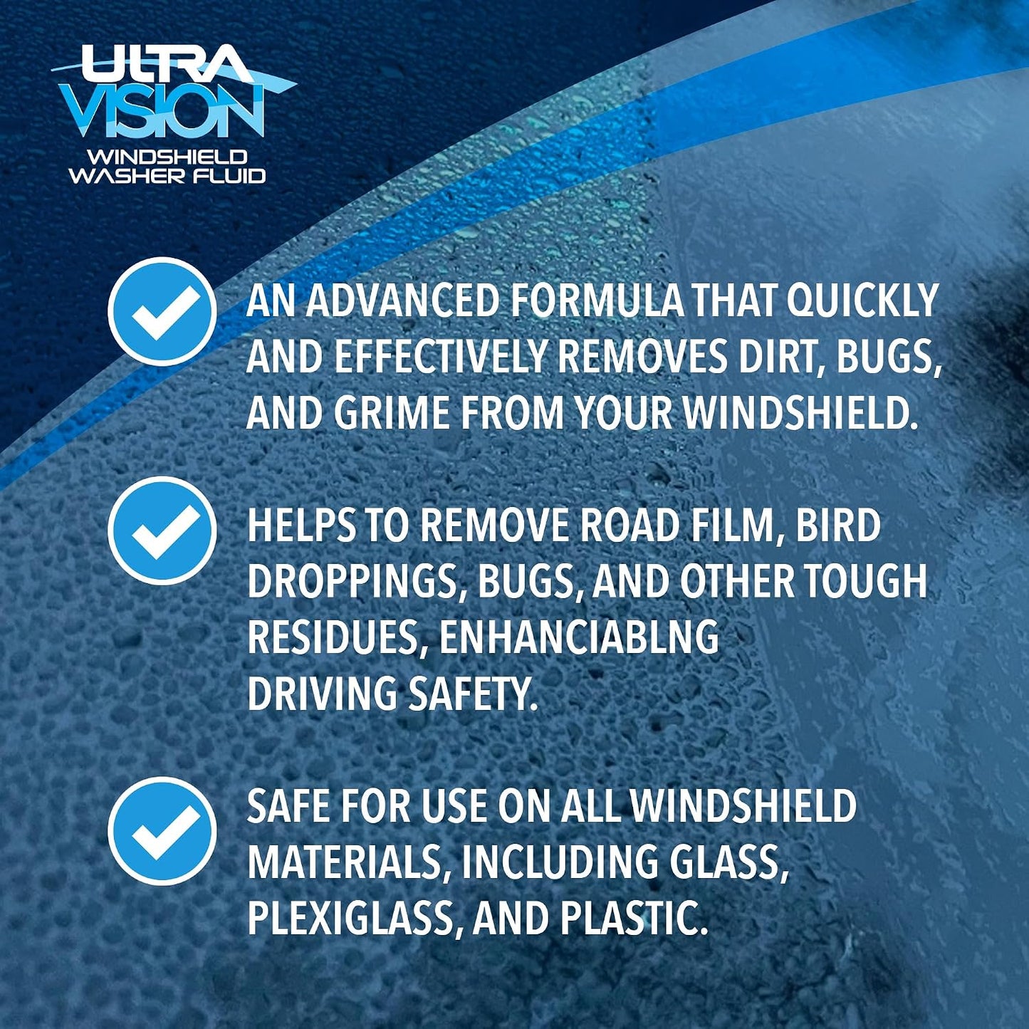 UltraVision Windshield Washer Fluid, Ready-to-Use Pre-Mixed Formula, Streak-Free Cleaning for Crystal-Clear Visibility, All-Weather Performance, +32°F, 1 Gallon
