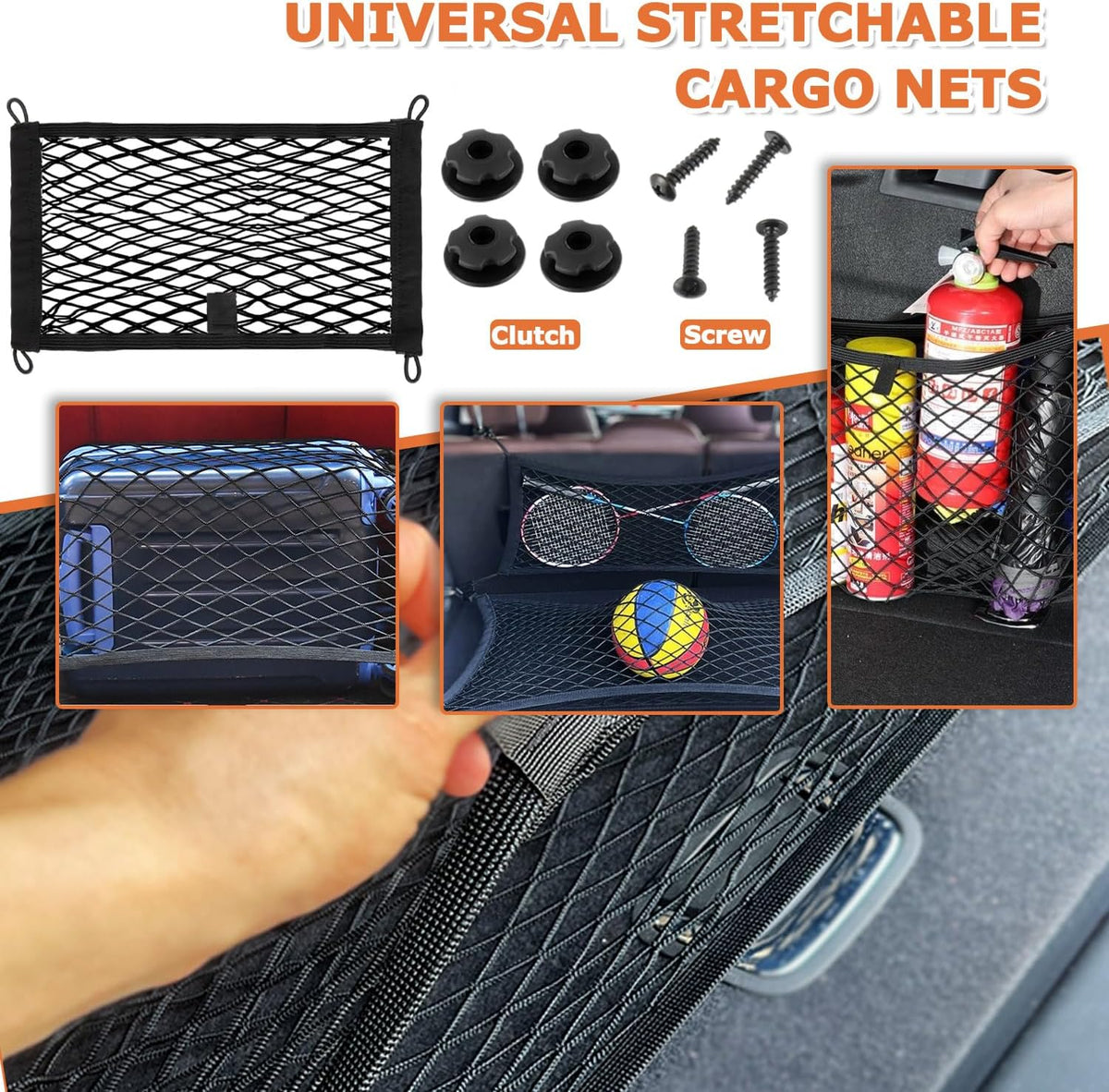 17.7 x 9.8 inch Universal Elastic Cargo Net Pocket,2 Pack