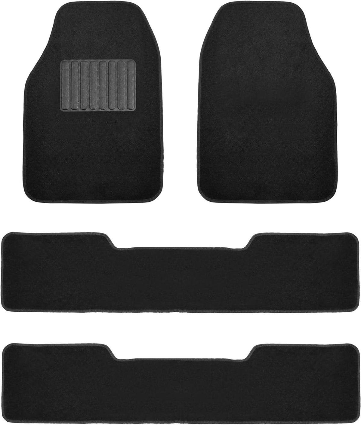 FFH Group Automotive Floor Mats - Carpet Floor Mats for Cars, SUVs & Trucks, 3 Rows Full Set, Universal Fit, Black