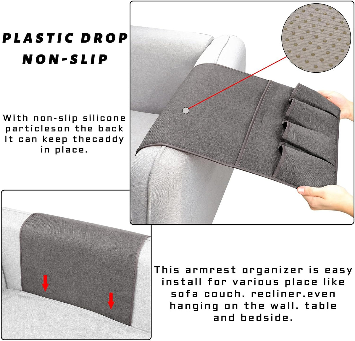 Remote Control Holders for Armchairs, Couch Caddy, Featuring Non-Slip Bases