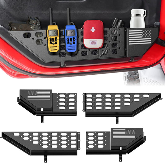 DIAMOOKY Metal Front Door Pocket Storage Box for Jeep Wrangler JL JLU 4XE 2018-2026 & Gladiator JT 2020-2025 2026 Accessories Adjustable Door Storage Organizer Molle Panels (Not for Power Seats), 2PCS