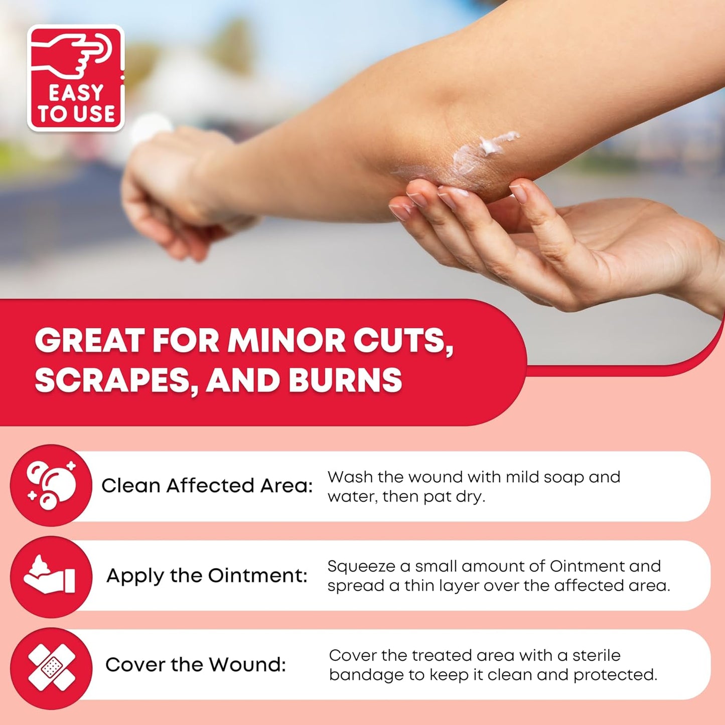 Ever Ready First Aid Triple Antibiotic Ointment 1.0 oz, First Aid Ointment for Minor Scratches, Cuts, Burns, Wounds and Prevents Infection - 12 Pack
