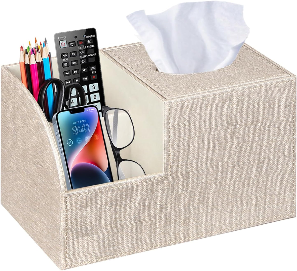 PU Leather Square Tissue Box Cover - Multi-Functional Tissue Box Holder