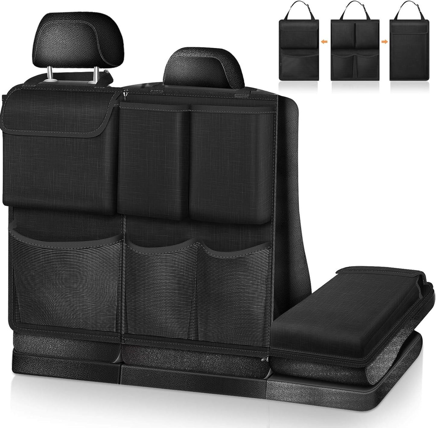 FINPAC Car Trunk Organizer and Storage, Detachable Seat Back Hanging Organizers Storage with Zippers, Large Capacity Car Accessories Interior for Jeeps, SUVs, Vans (Black)