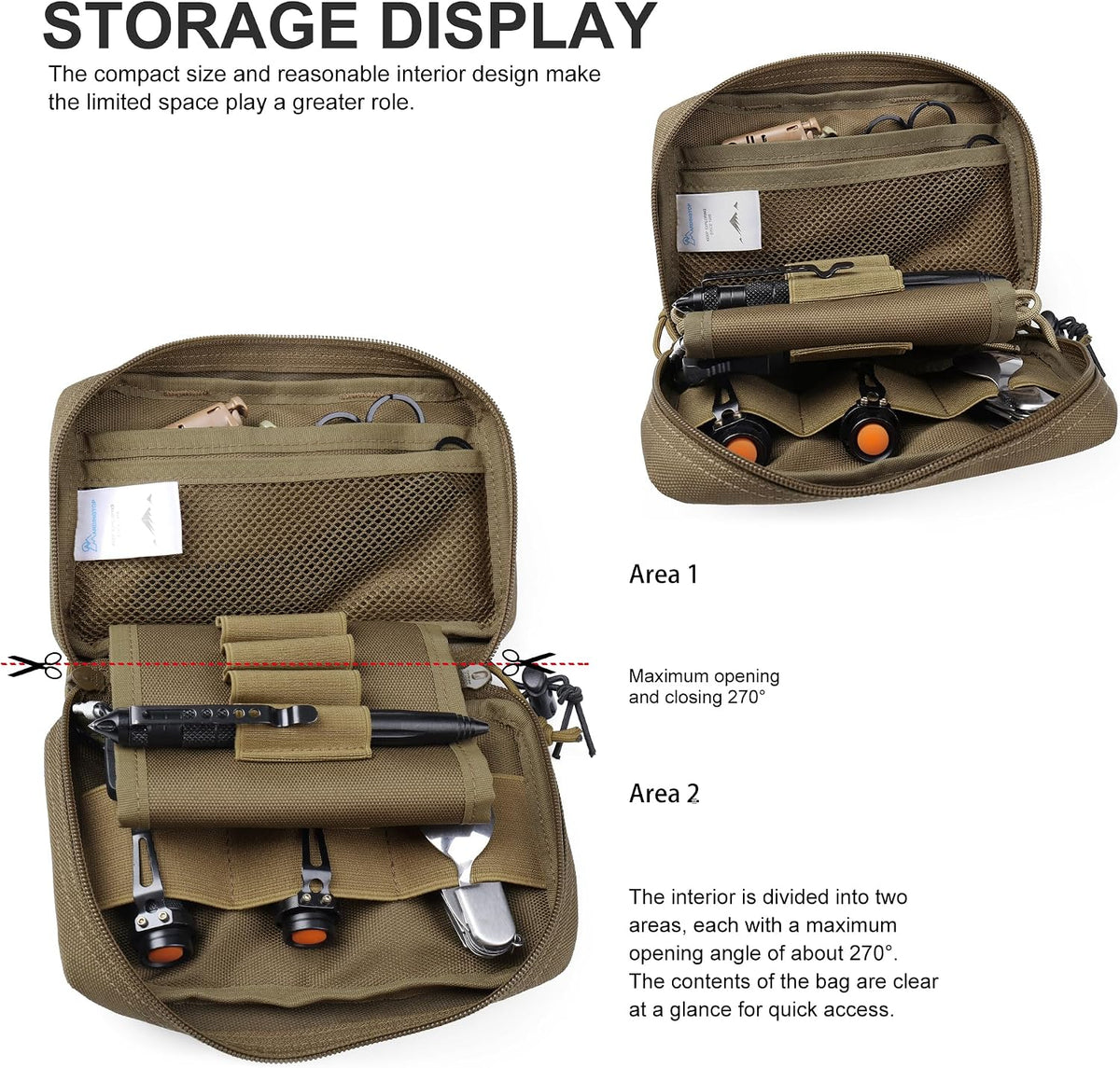 Mardingtop 600D/Cordura Tactical Molle Utility Pouch, Small Military Admin EDC Tool Organizer Bag