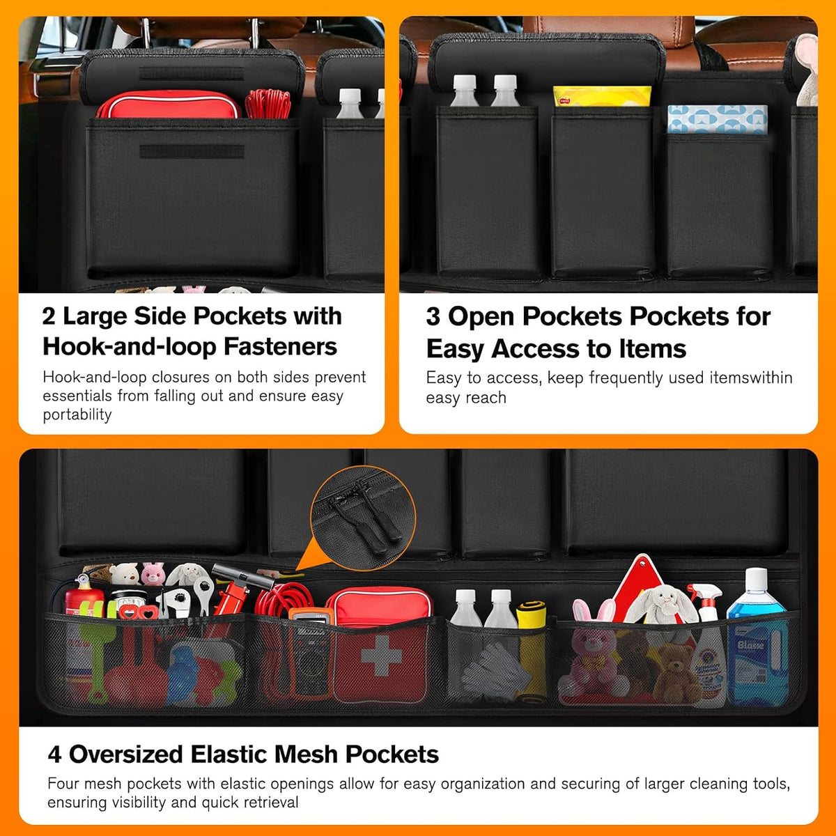 MoKo Trunk Organizer for SUV, Car Organizer with 10 Pockets Large Capacity & 3 Adjustable Straps for Easy Installation, Hanging Car Storage Universal Fit for Sedans, SUVs, MPVs, Trucks, 43.3 x 18.9in