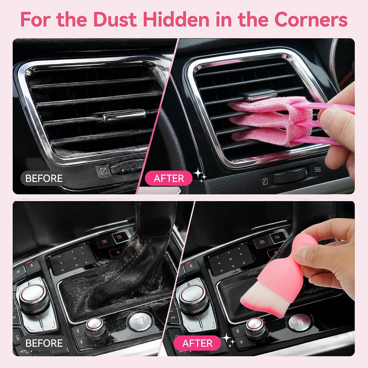 Car Interior & Windshield Cleaner Tool, 16Pcs Car Detailing Kit