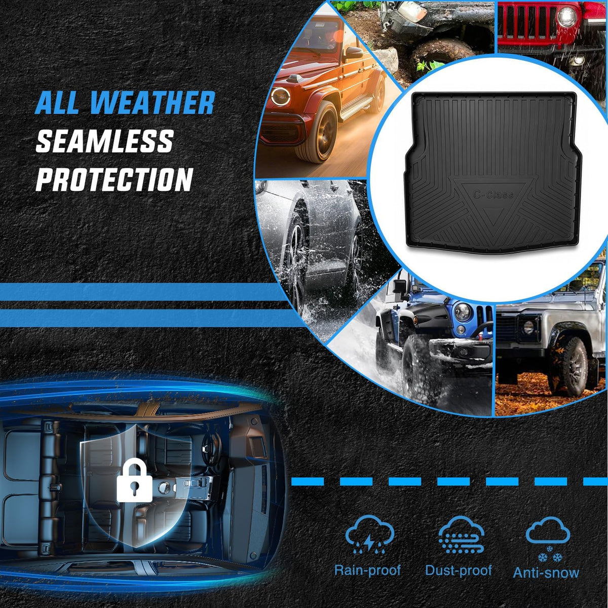 Nilight Cargo Mat for Mercedes Benz C Class C300 C43 AMG Sedan 2015-2021