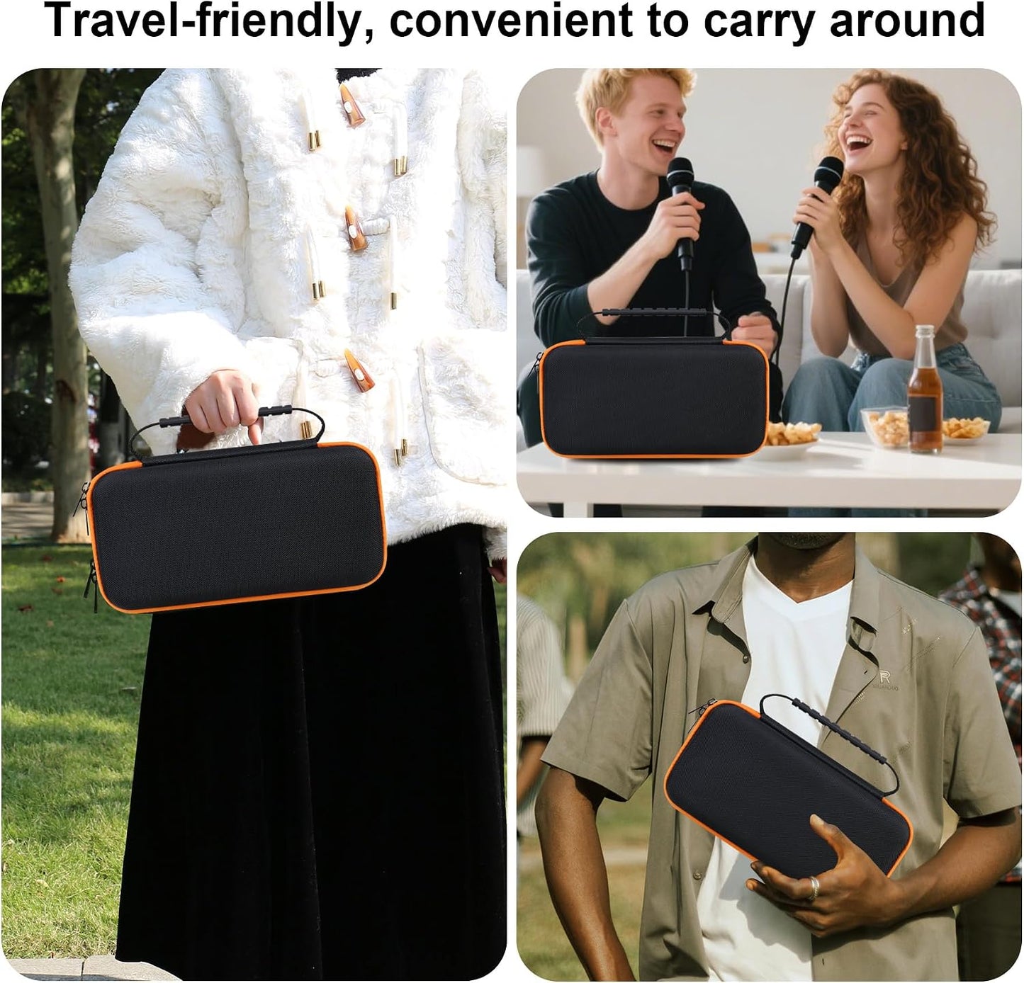 BOVKE Microphone Case Compatible with JBL Wireless Two Microphone System, Carrying Case for JBL 2X Digital PartyBox Wireless Mic for Singing or Karaoke, Extra Space for Receiver, Batteries, Black