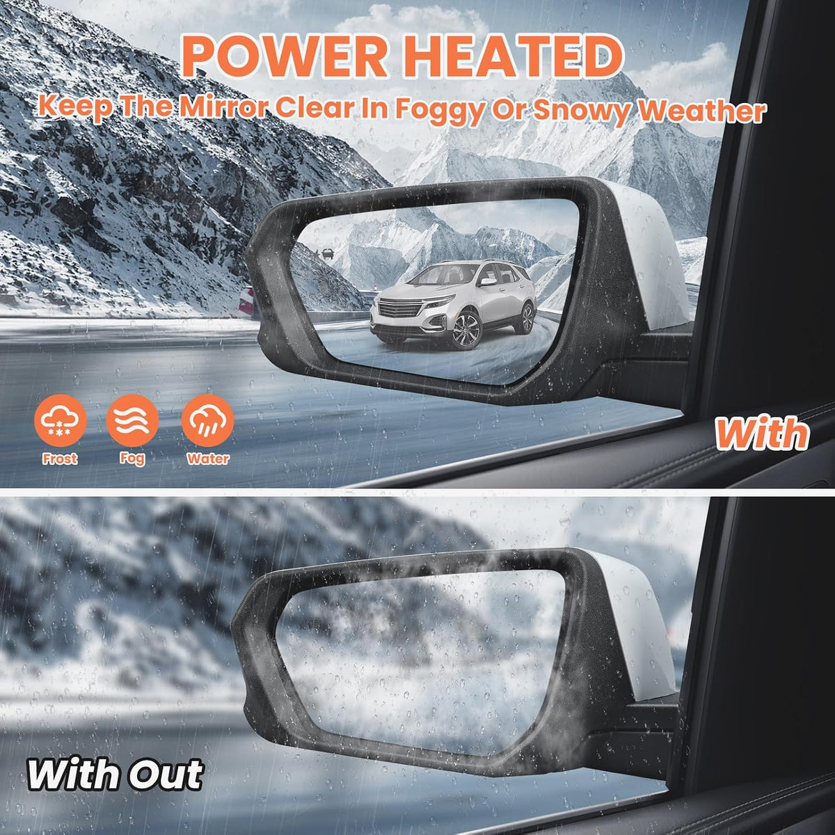 Driver Side Mirror for 2018-2024 Chevy Equinox GMC Terrain 8Pins(White)