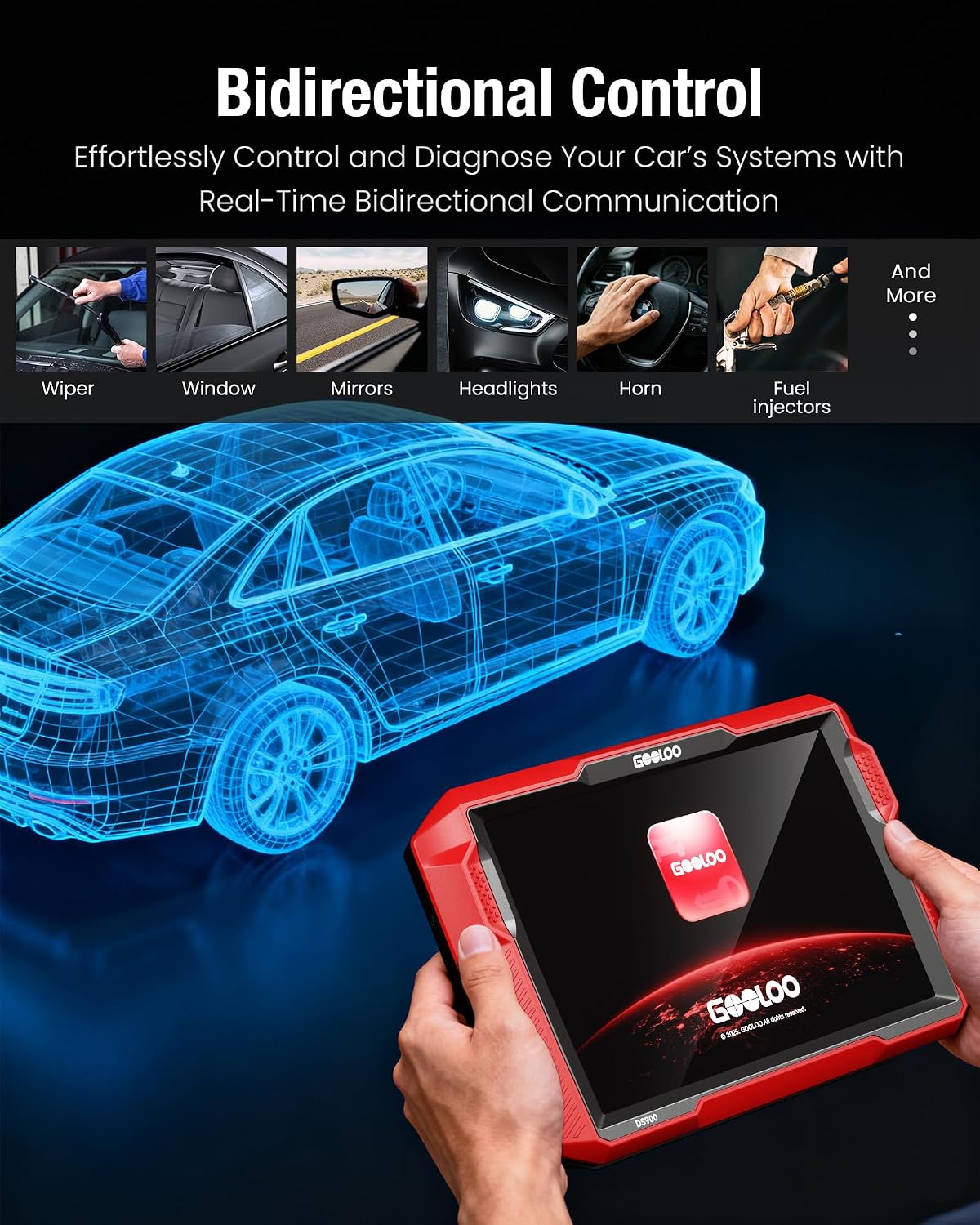 GOOLOO DS900 OBD2 Car Scanner ABS SRS Transmission, No Subscription Fees