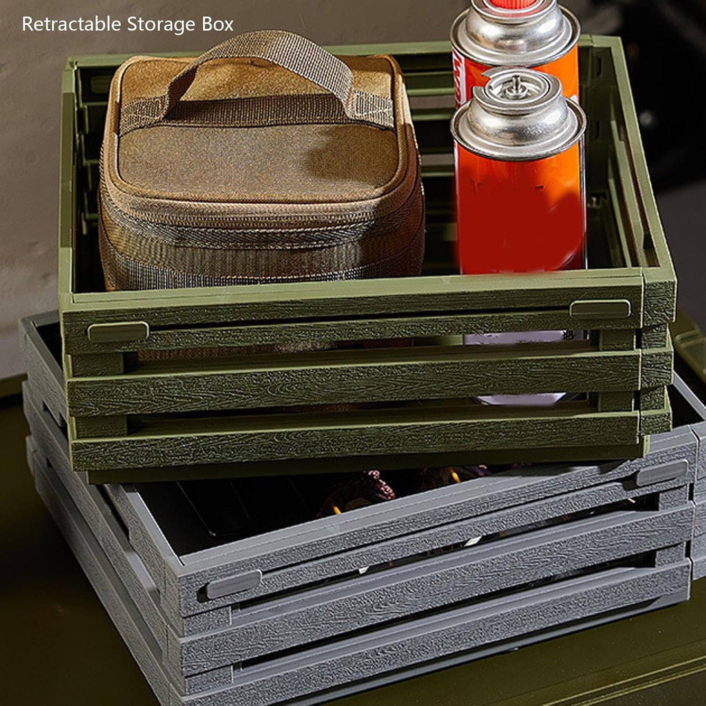 Retractable Storage Box, PP Stackable Sundries Storage Bin Expandable Bin Pantry Organizer Container Box for Outdoor Camping, Plant, Snack, Beverage, Underwear, Sock