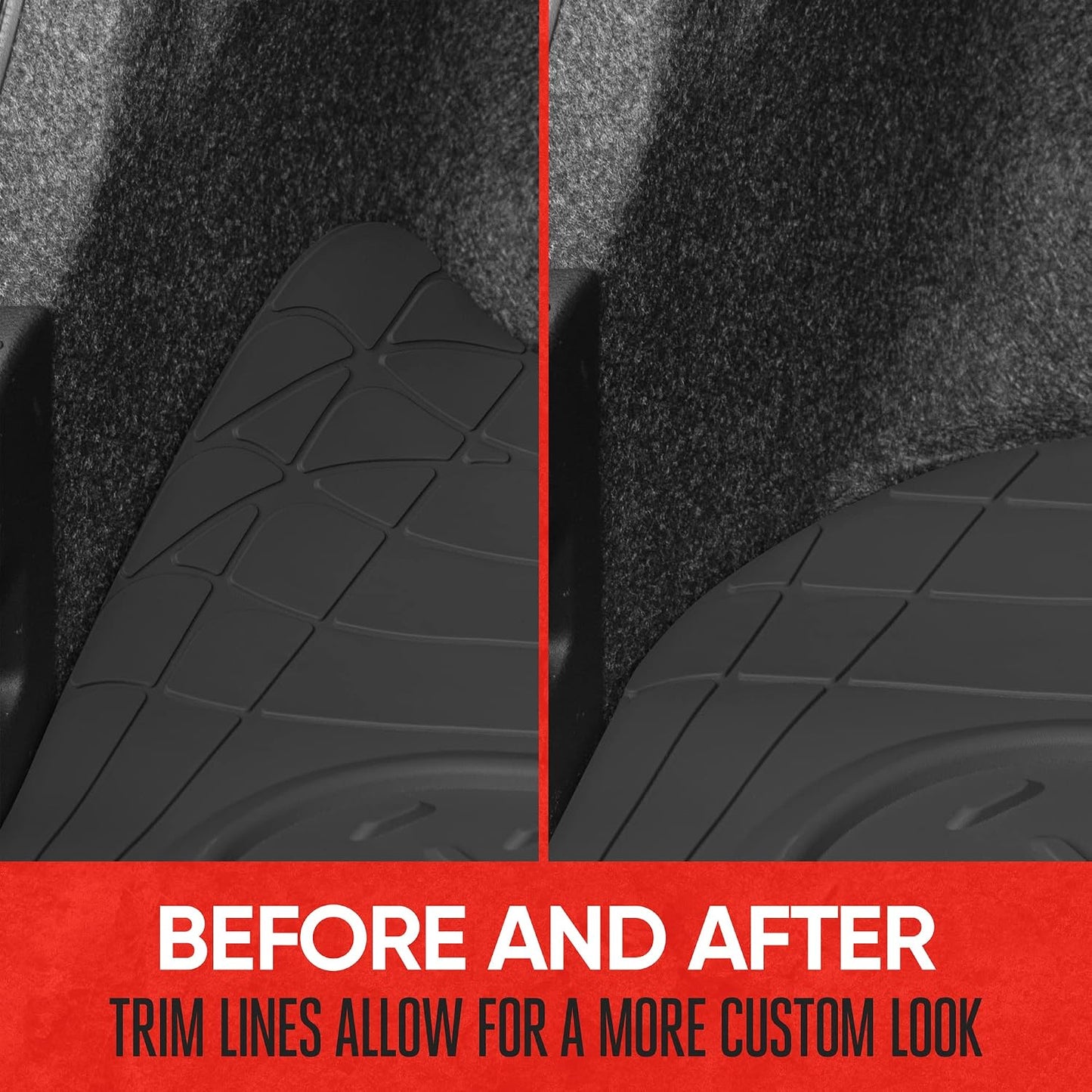 Motor Trend Heavy Duty Utility Cargo Liner Floor Mats for Car Truck SUV, Trimmable to Fit Trunk, All Weather Protection Black 31.5" x 50" BK