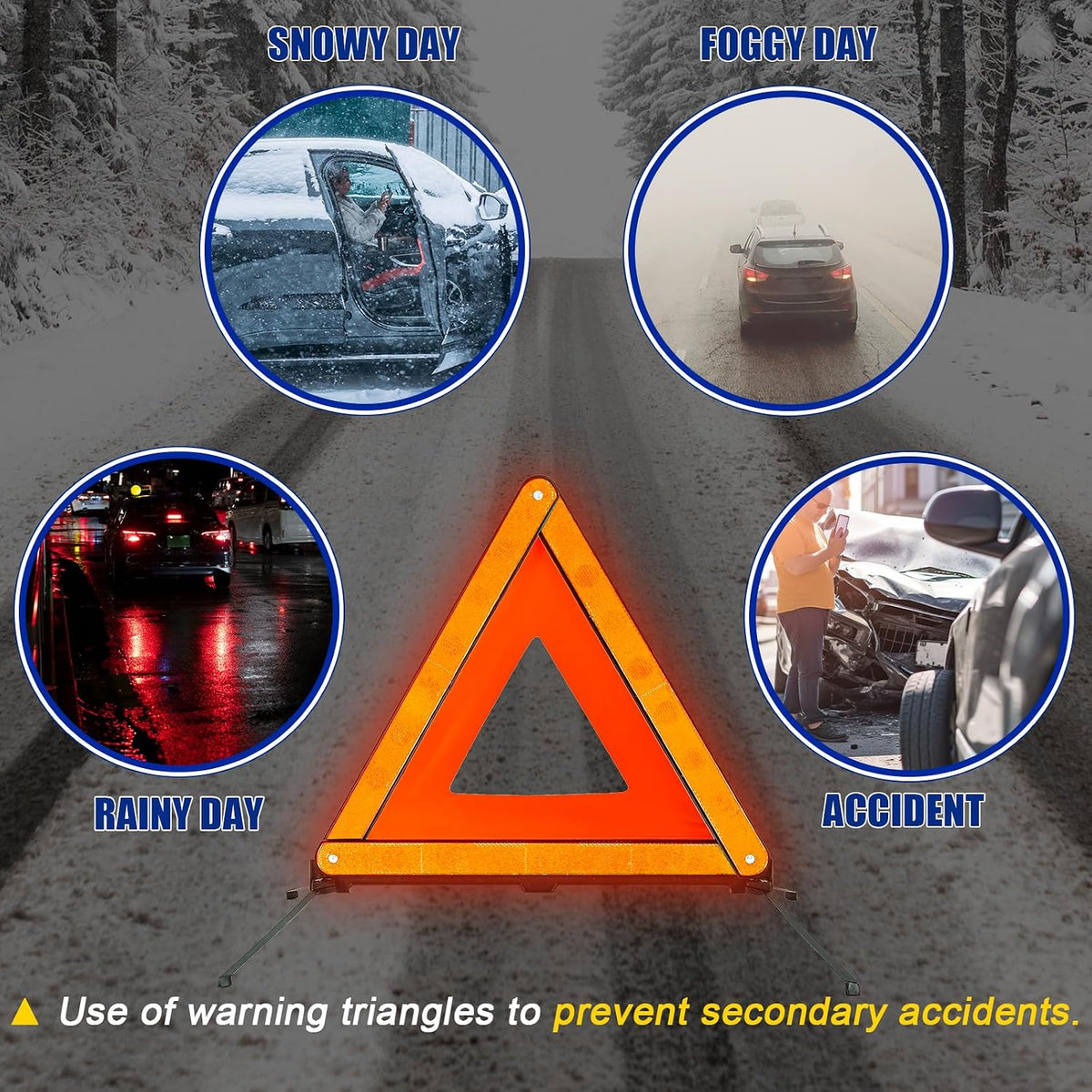 NYXOVA Warning Triangle Kit, Reflective Warning Road Safety Triangle Kit