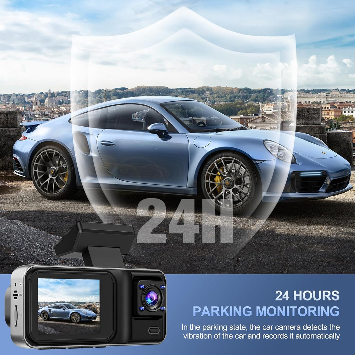 3 Channel 4K Dash Cam with 5GHz WiFi & APP Control, 4K+1080P+1440P Dash Cam Front and Rear Inside with 64GB Card, Dash Camera for Cars with Night Vision, Loop Recording, 24H Parking Mode, G-Sensor