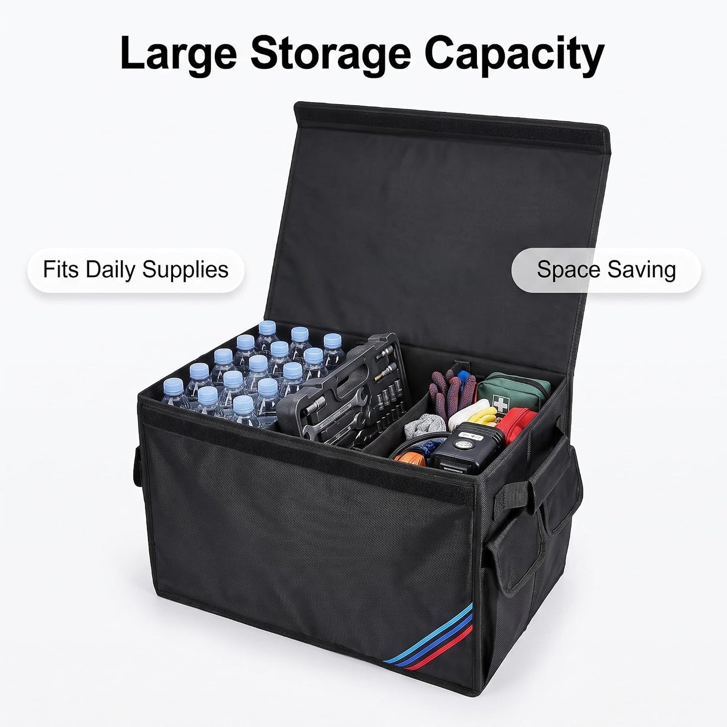 Non-slip Car Organizer, Multi-Use Collapsible Car Storage Box, Portable Auto Cargo Storage Bin for Car SUV Truck, Waterproof Outdoor Camping Picnic Storage Container,