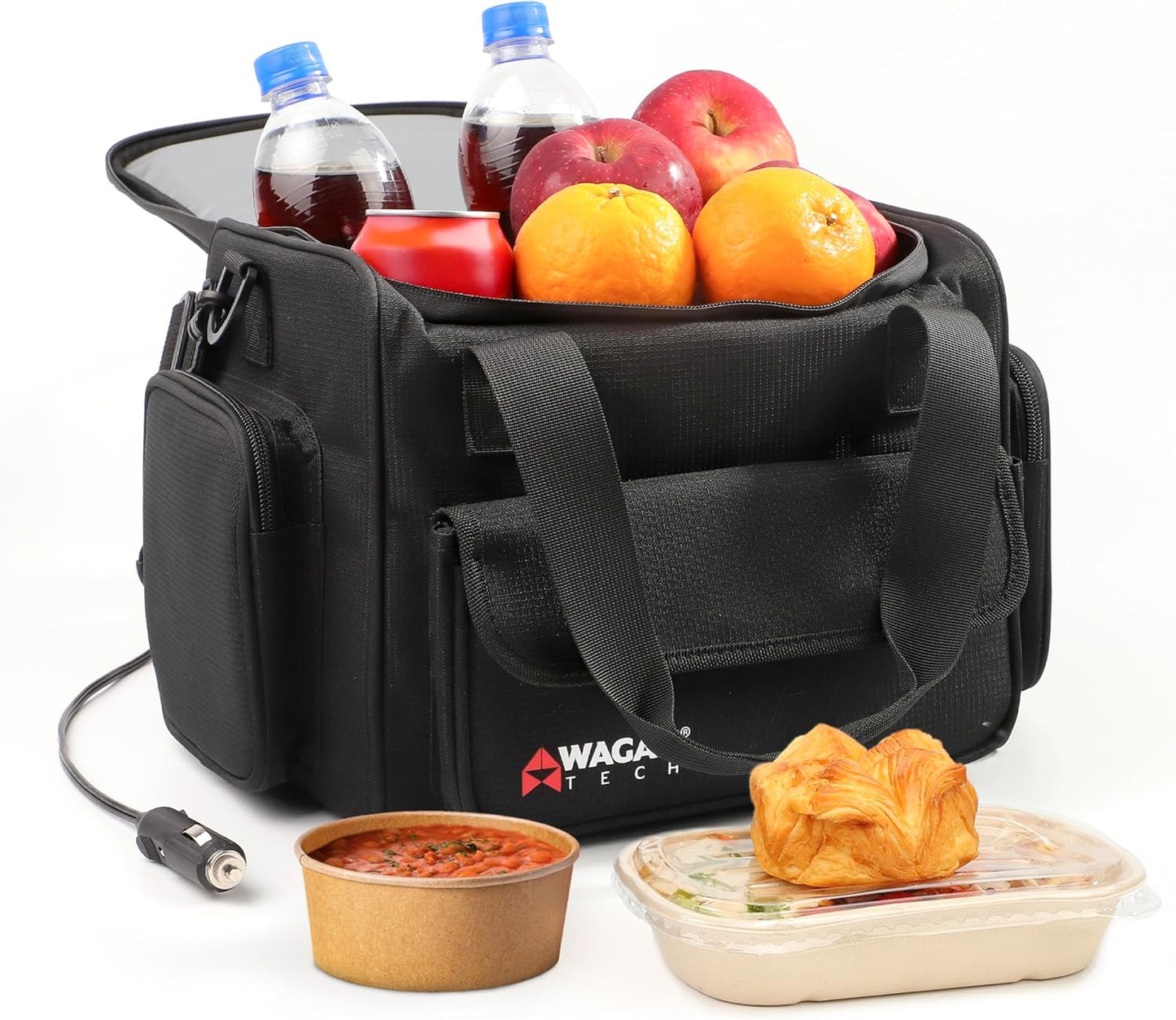 Wagan EL6234 14L Electric Cooler Warmer Bag 14 Liter Capacity Portable Thermoelectric Car Cooler with 12V DC, Soft-Sided Travel Cooler Warmer for Car, Truck, RV and Camping Use
