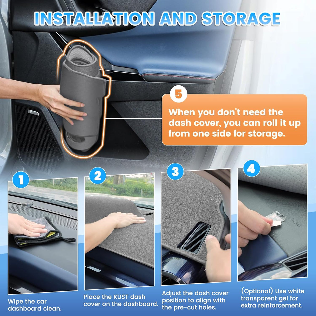 KUST Gray Dash Cover Compatible with Toyota Sienna 2004-2010 Dashboard Cover Accessories for Sienna Non-Slip Polyester Dashboard Mat Custom Fit Center Console Sunshield Protector No Glare