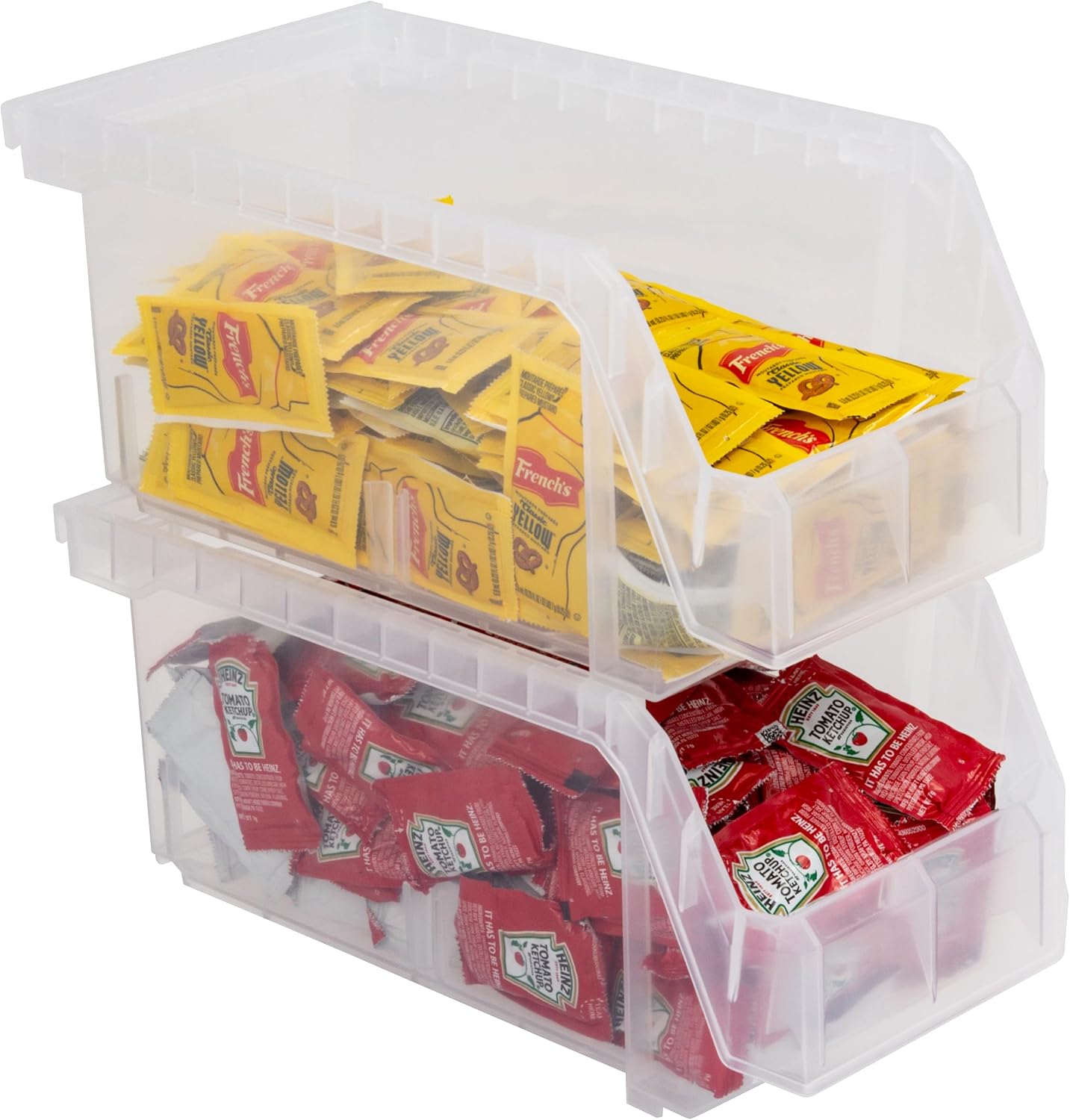 ReadySpace Medium Plastic Storage Bins, Stackable Organizer Containers for Closet Pantry Shelf Garage and Office Organization, Clear, 8 Pack