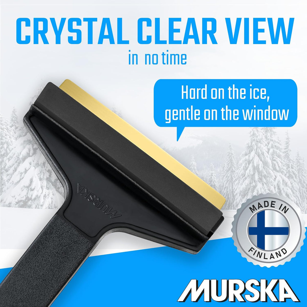 Car Brass Ice Scraper Long Handle Ice Scraper Brass Blade 14,5 inch Ice Scraper for Car Snow Scraper Ice Scrapers for Car Windshield Original Murska from Europe (L&P A055 Black Gray)